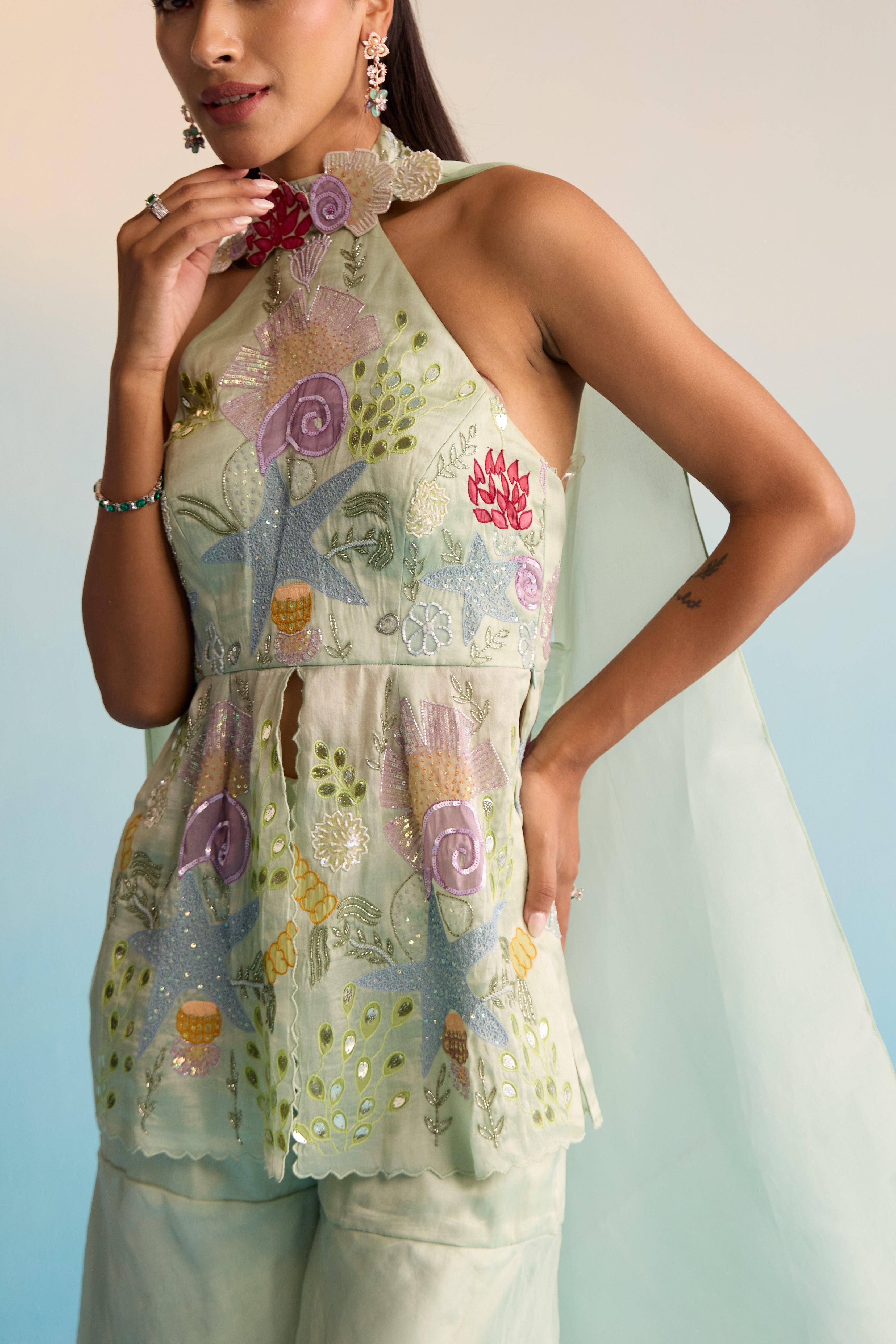 Ocean Breeze Sharara Set