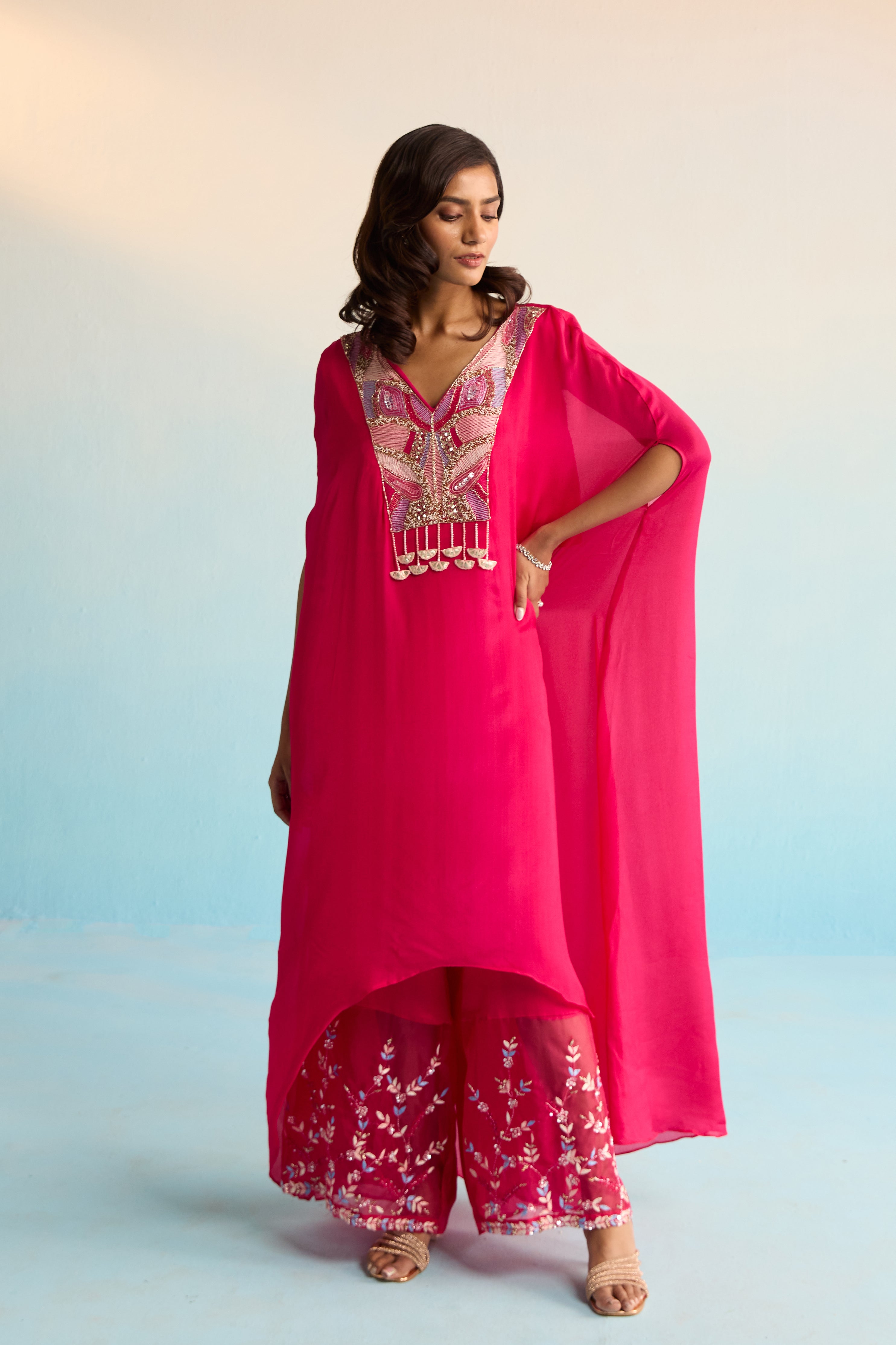 Florin Hot Pink Kaftan Set