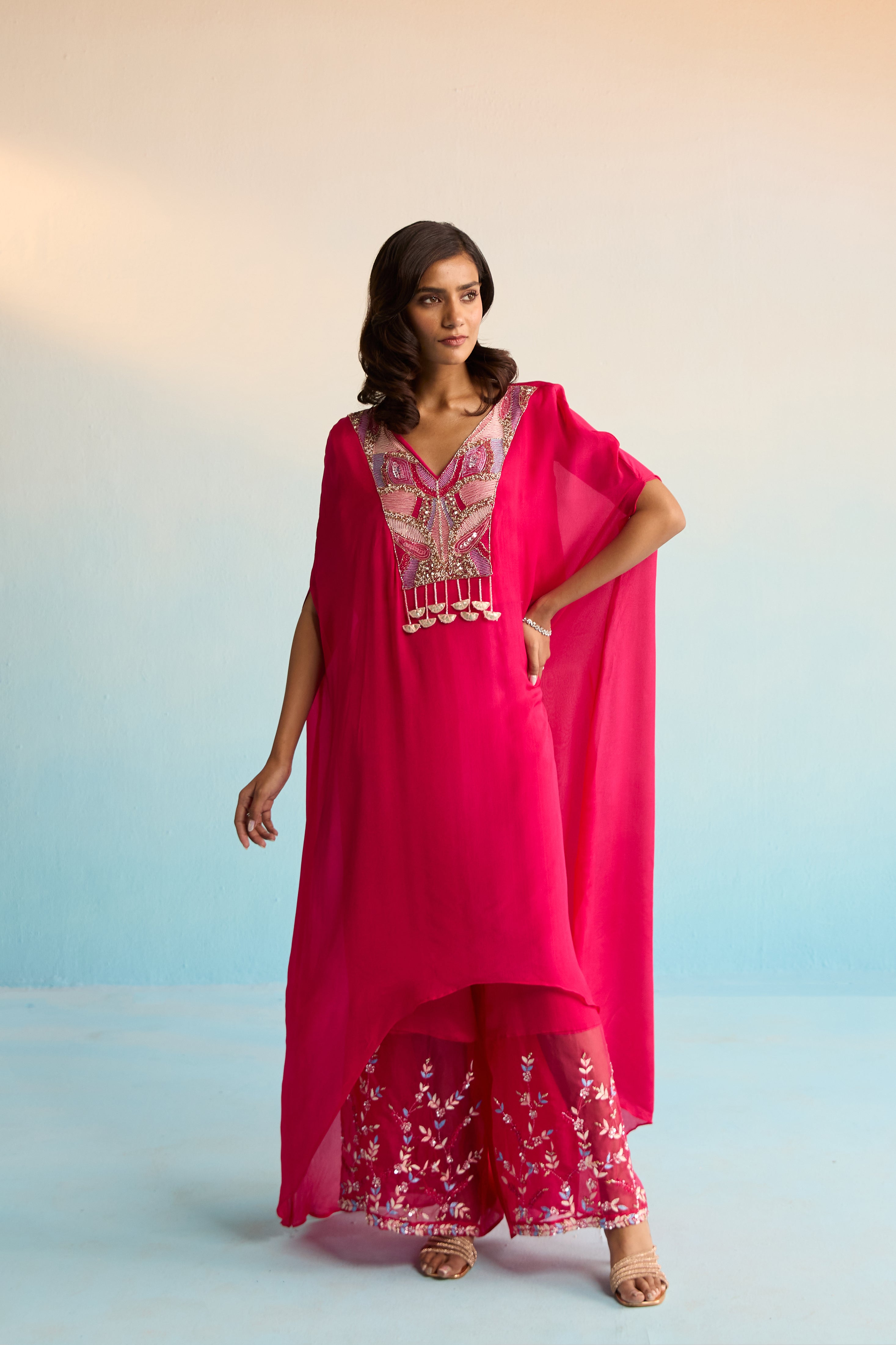 Florin Hot Pink Kaftan Set