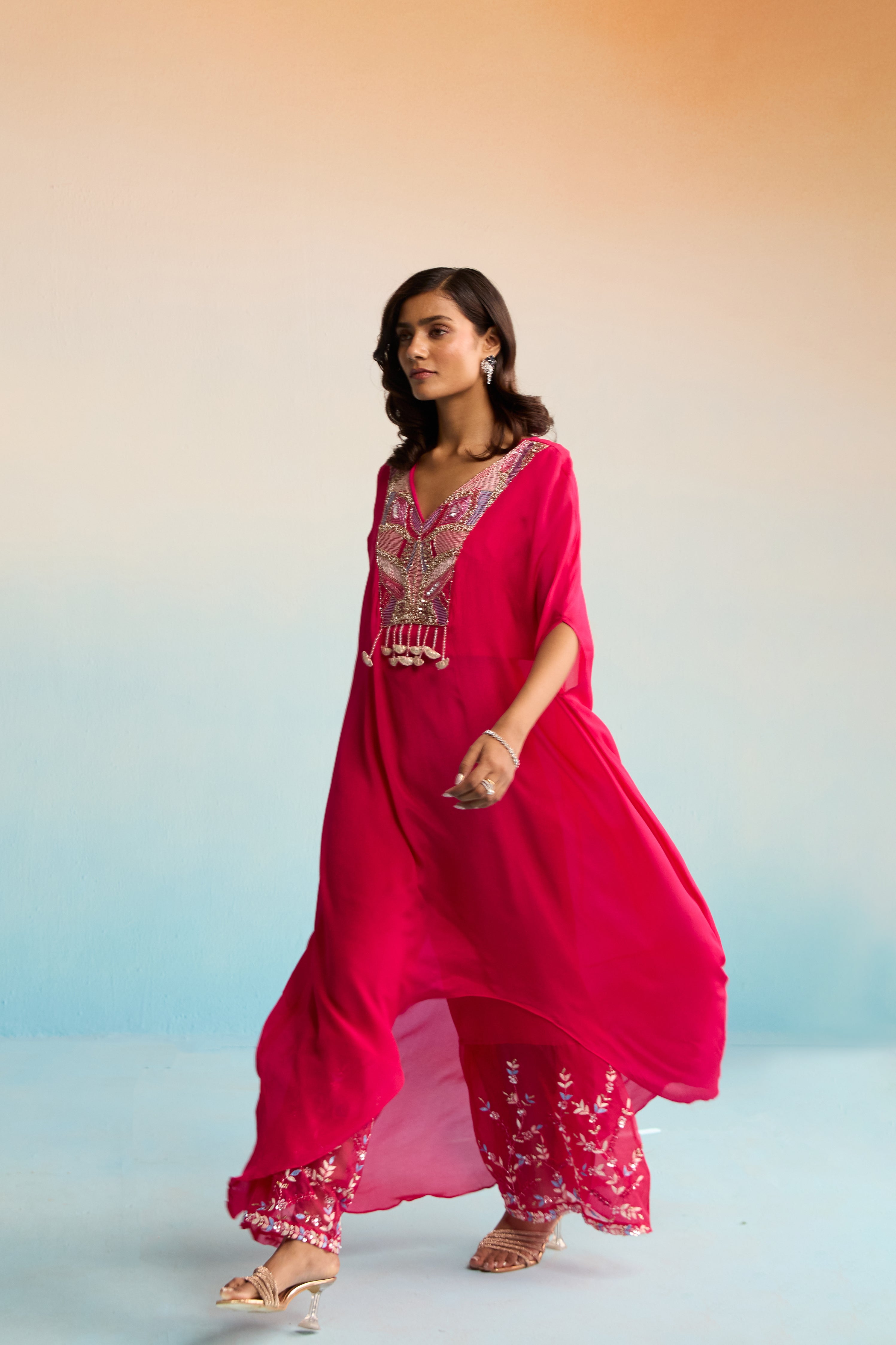 Florin Hot Pink Kaftan Set