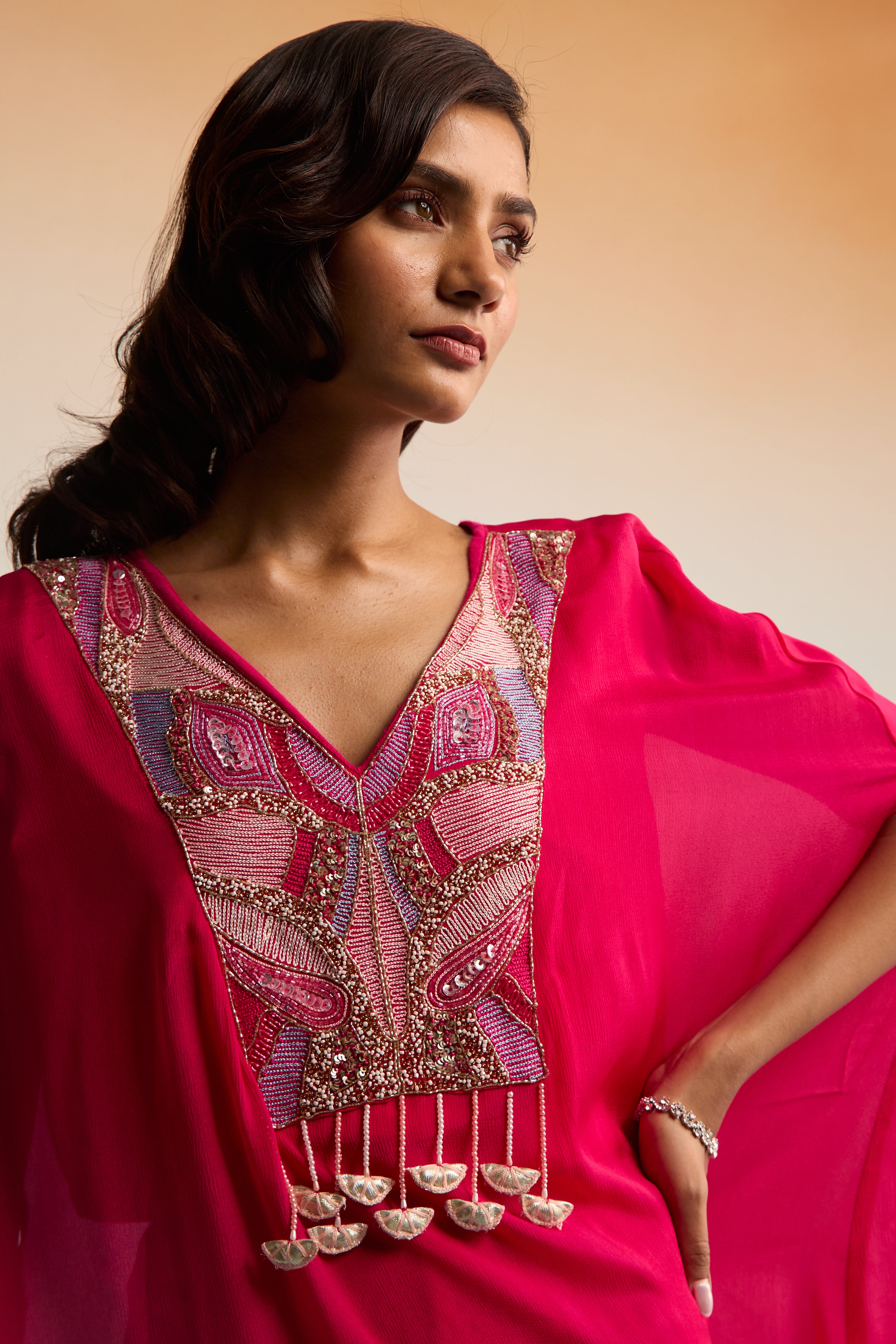 Florin Hot Pink Kaftan Set