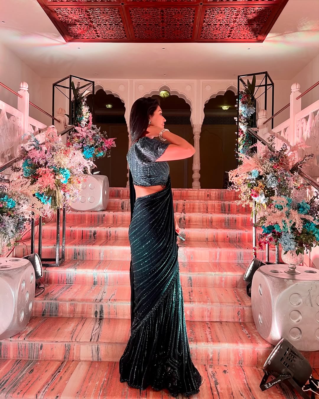 Azure Noir Cutdana Drape Saree