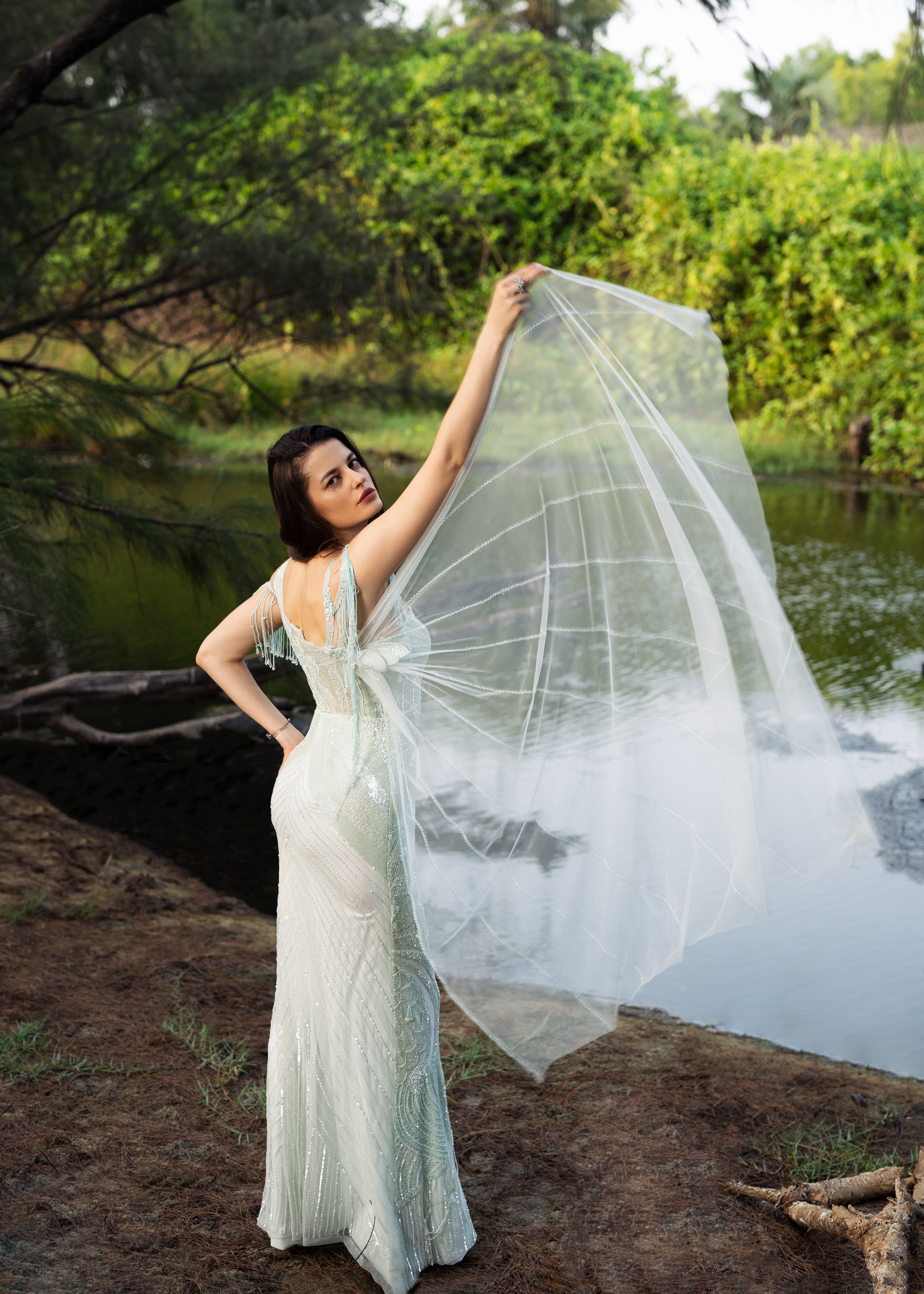 Moonlit Whisper Gown with Trail