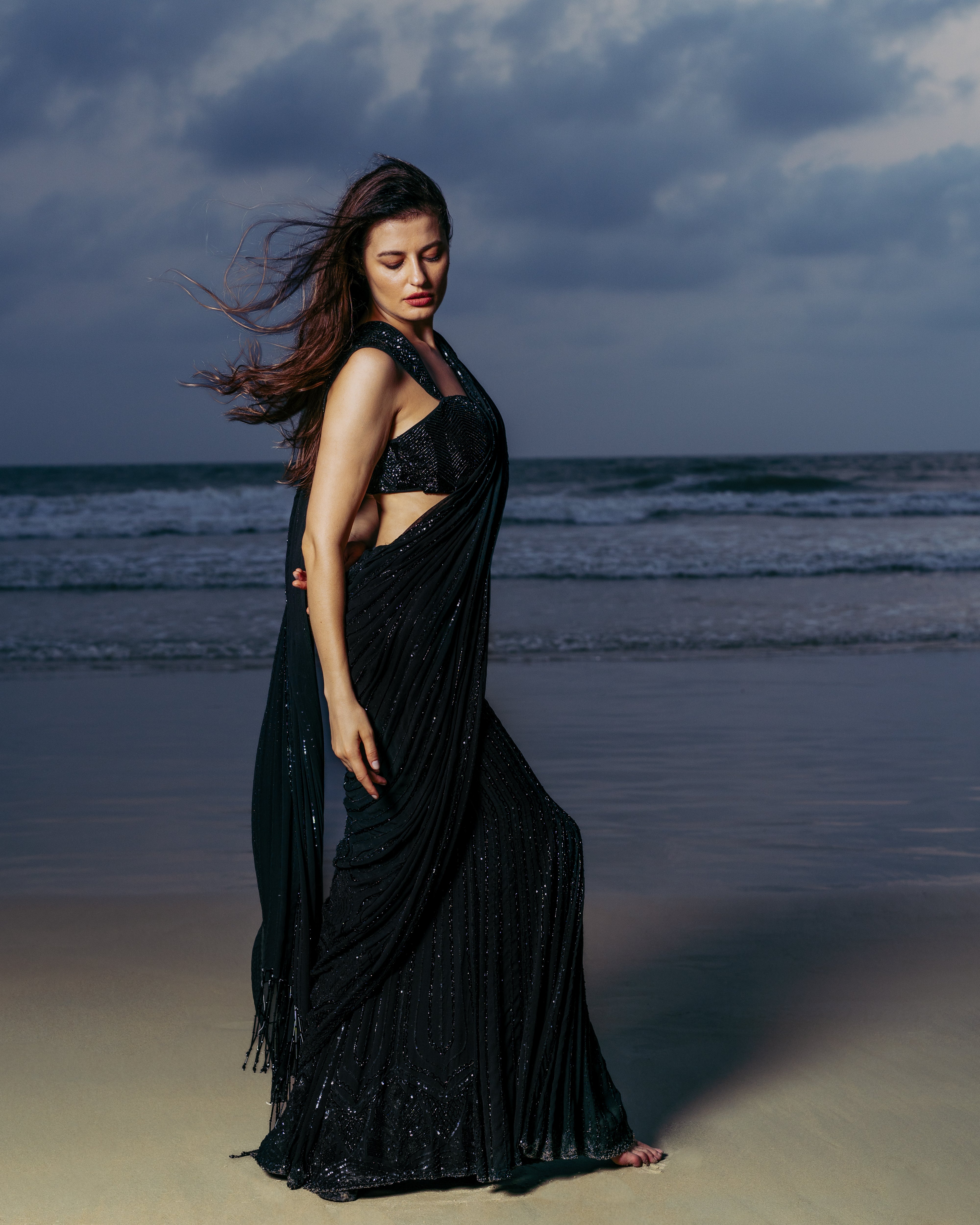 Coral Bloom Pre Drape Saree