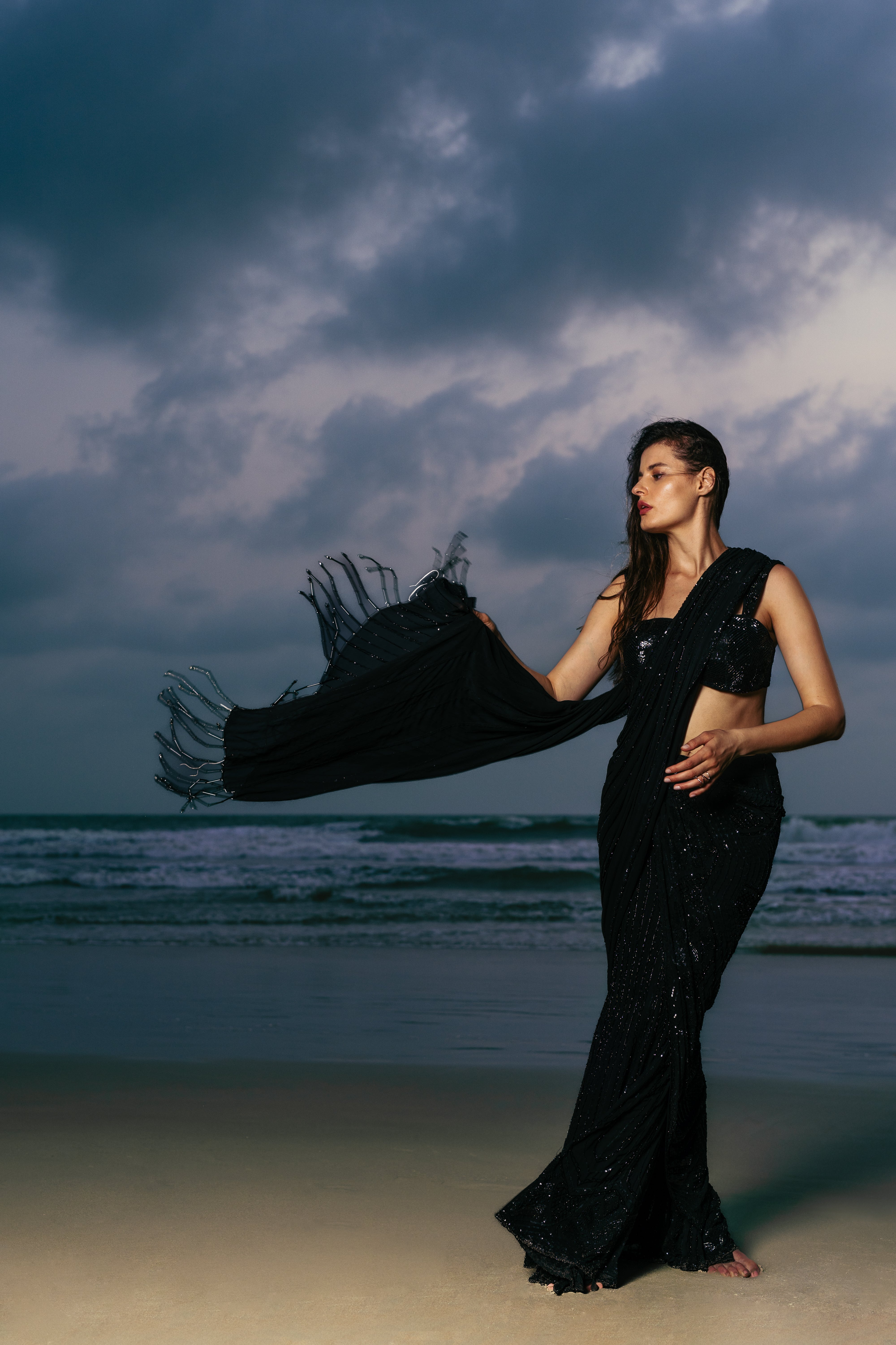 Coral Bloom Pre Drape Saree