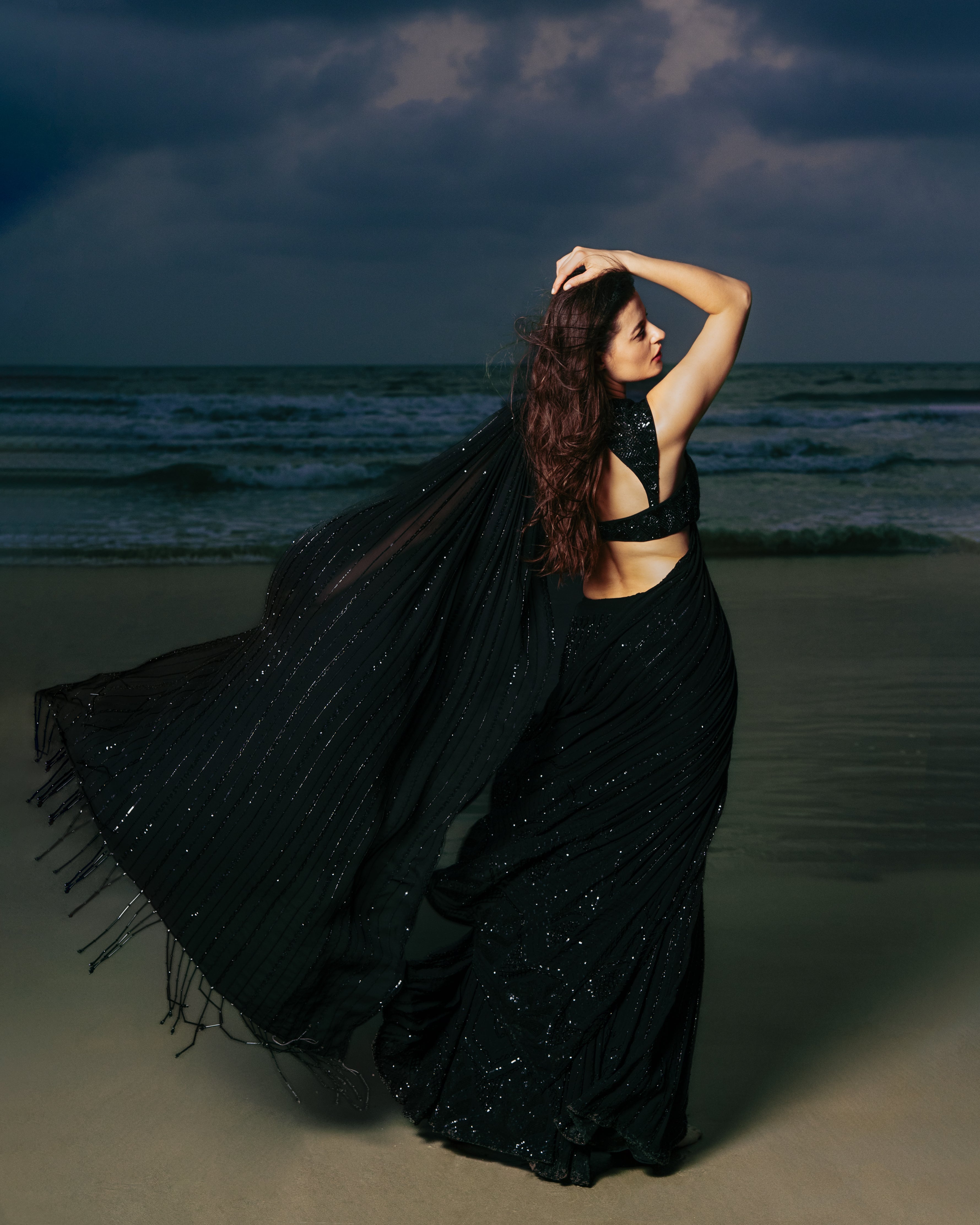 Coral Bloom Pre Drape Saree