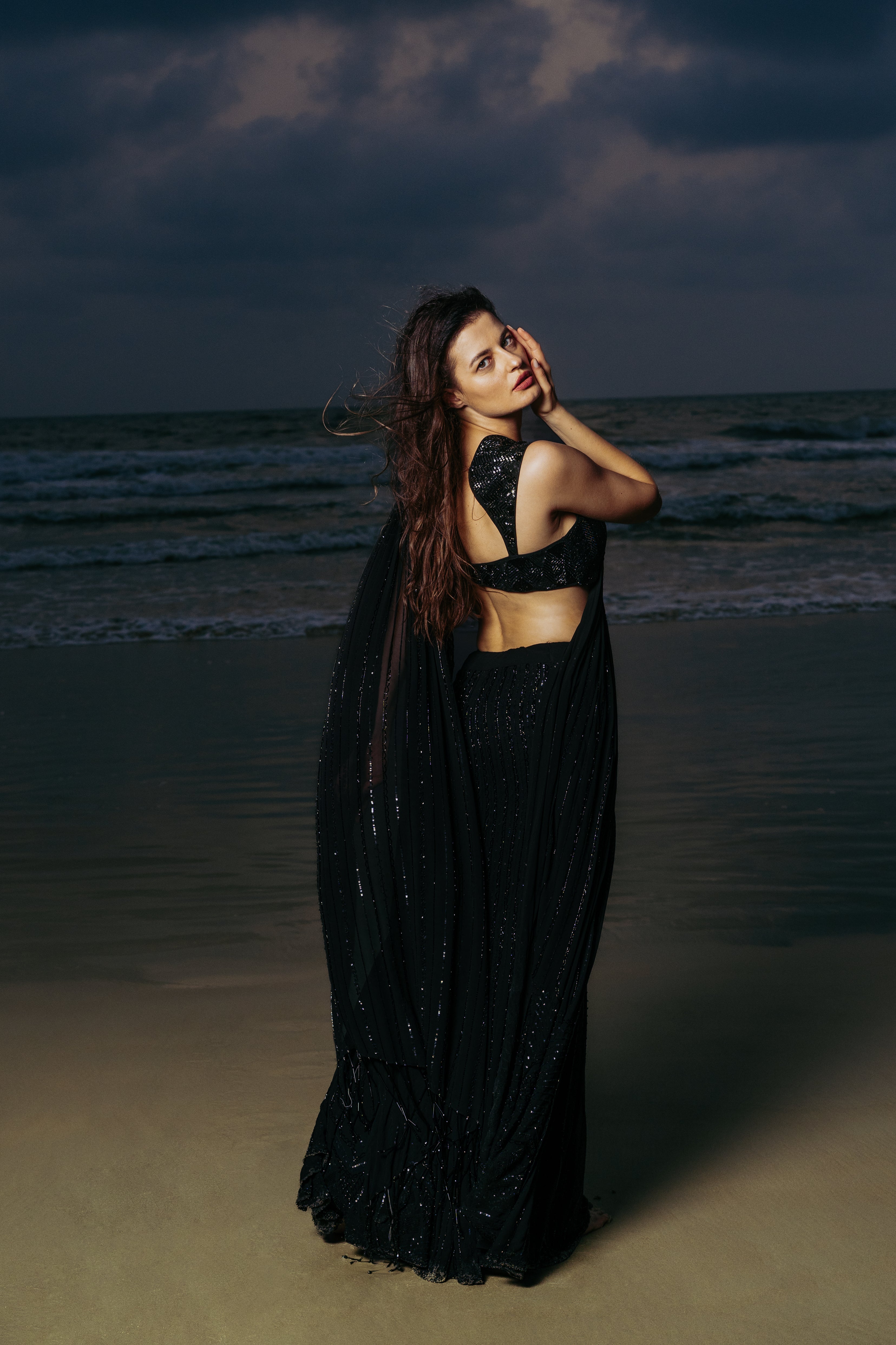 Coral Bloom Pre Drape Saree