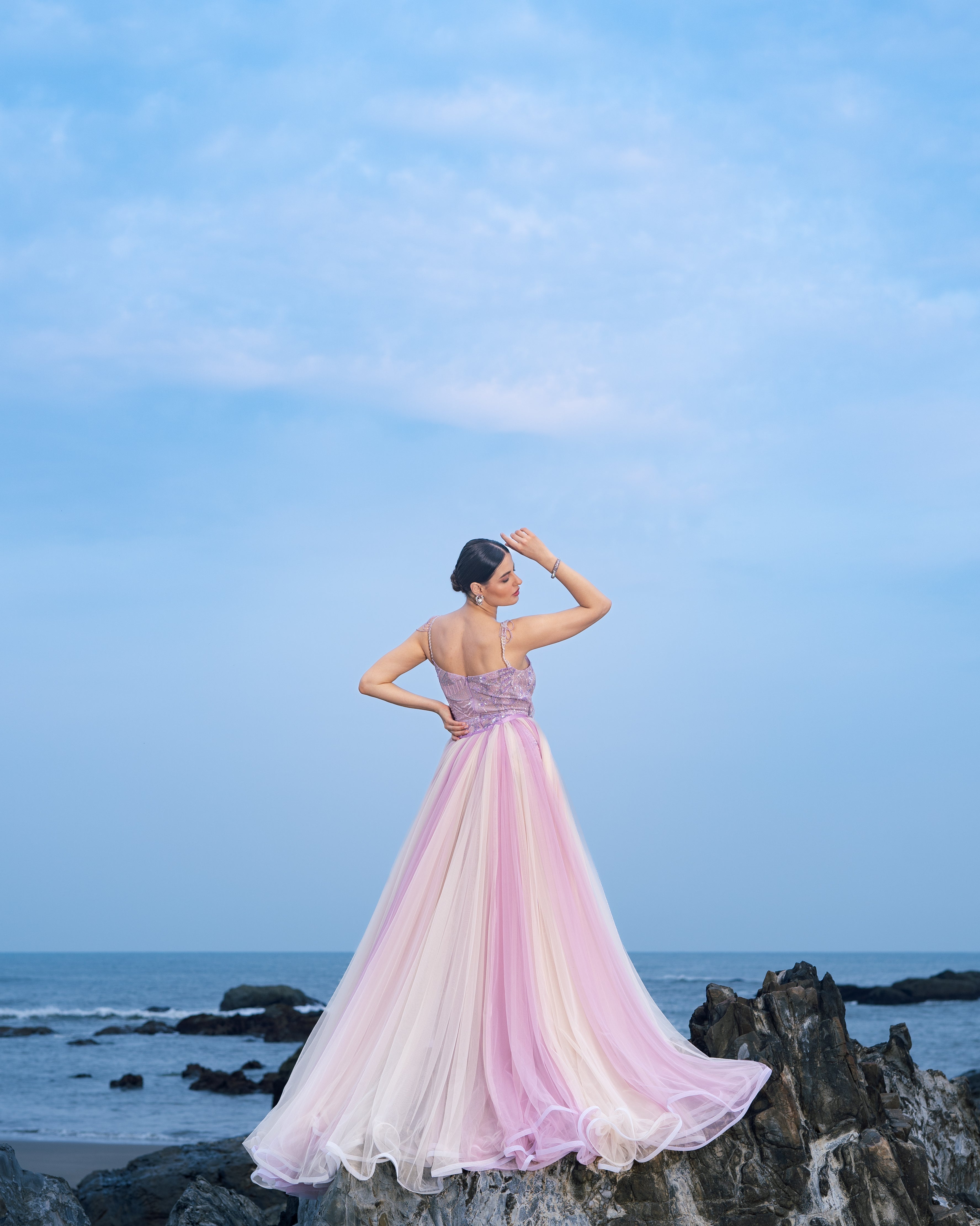 Twilight Blush Gown With Trail