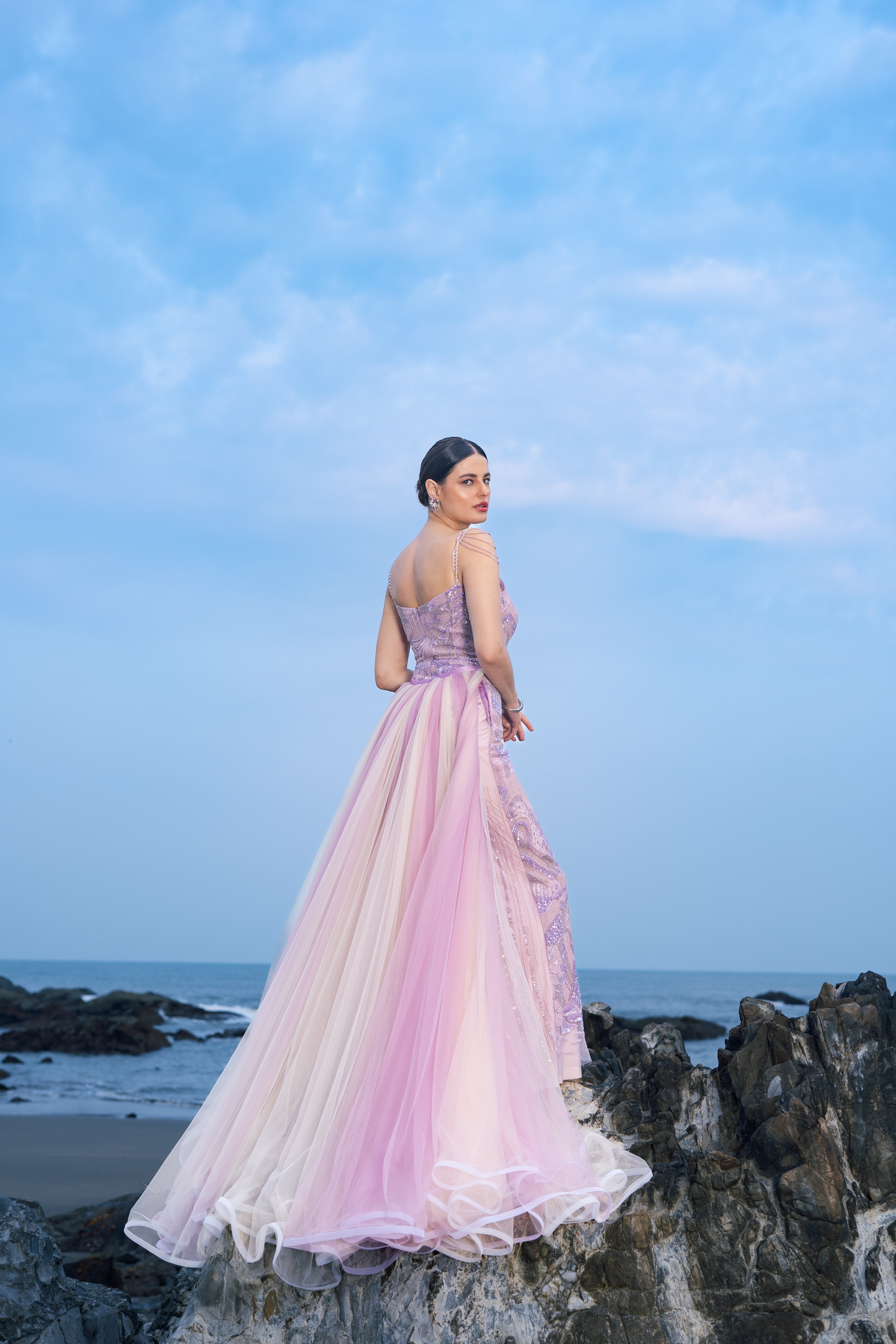 Twilight Blush Gown With Trail