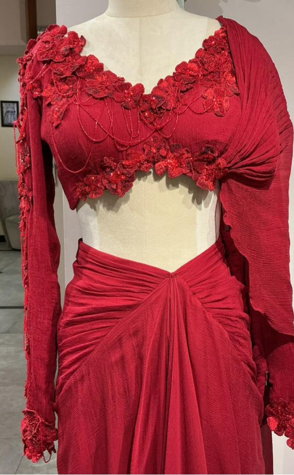 Red Saree Set