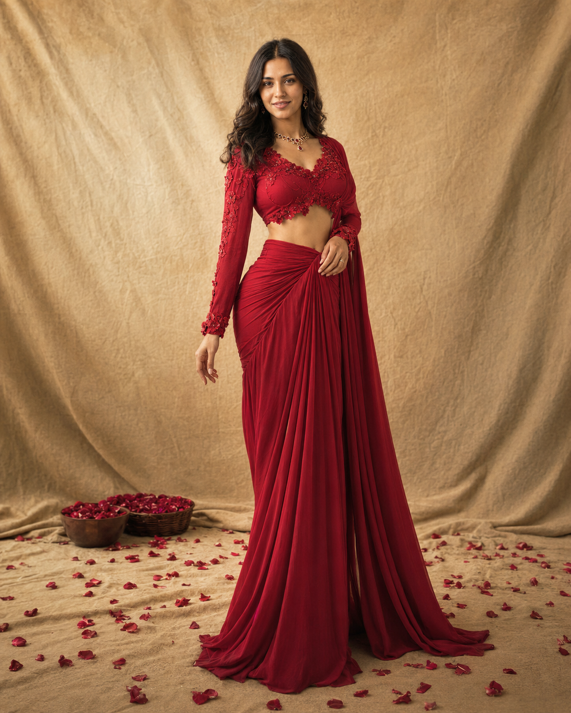 Red Saree Set