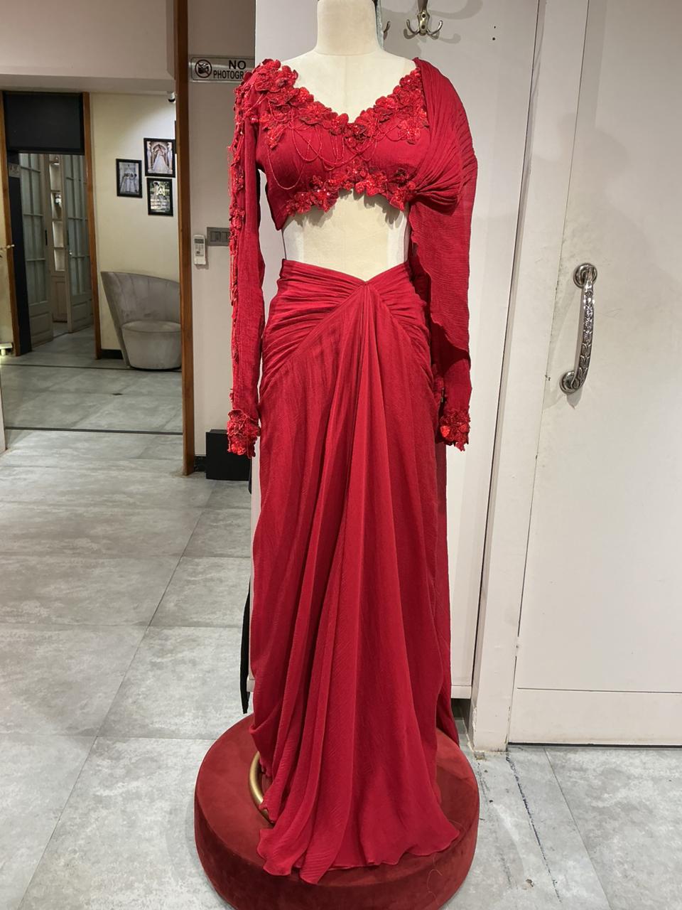 Red Saree Set