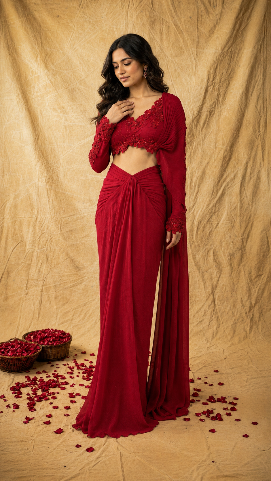 Red Saree Set