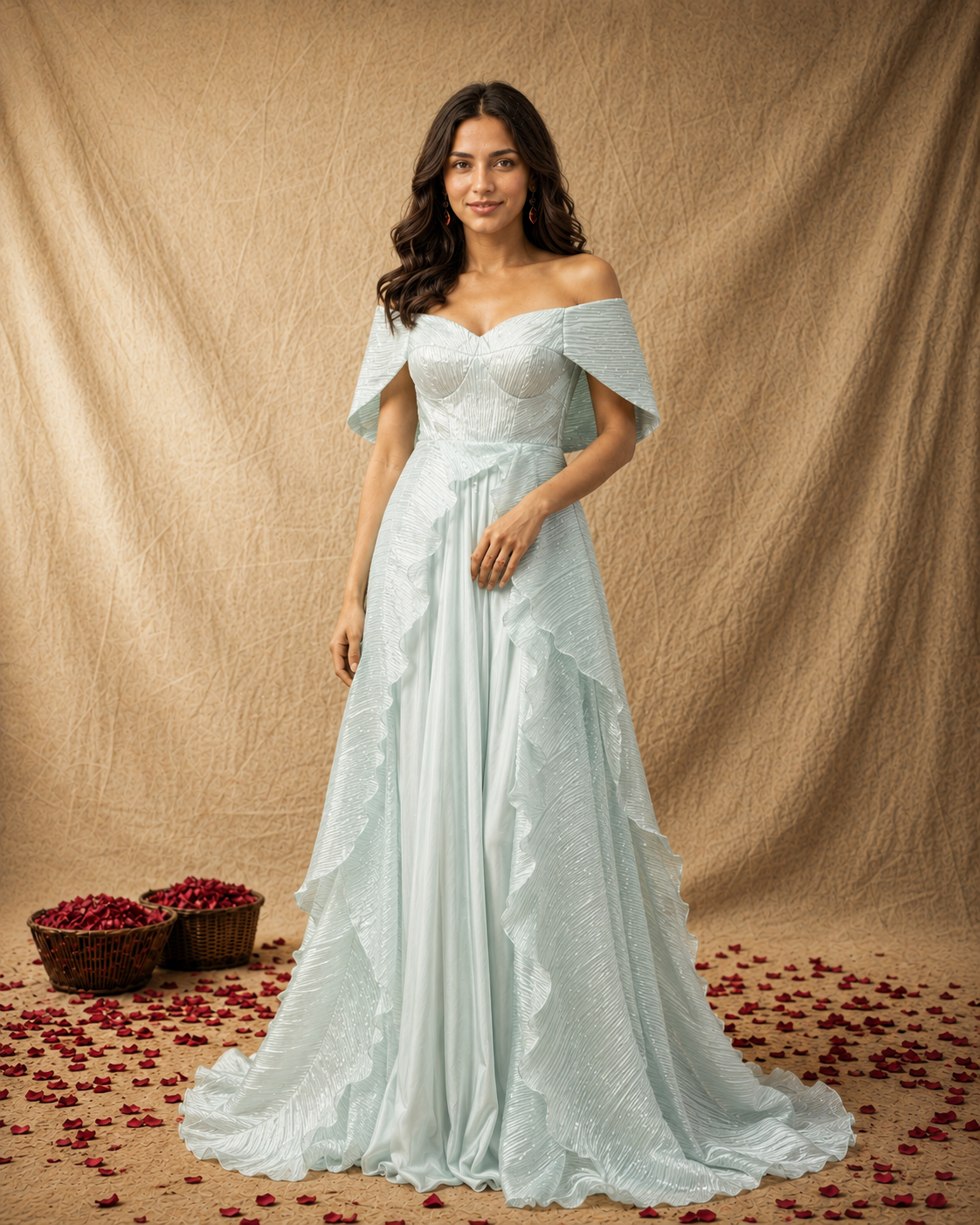 Ice Blue Indowestern Gown