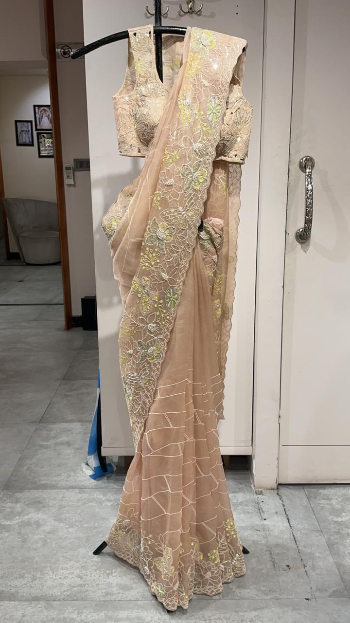 Nude Beige Saree Set
