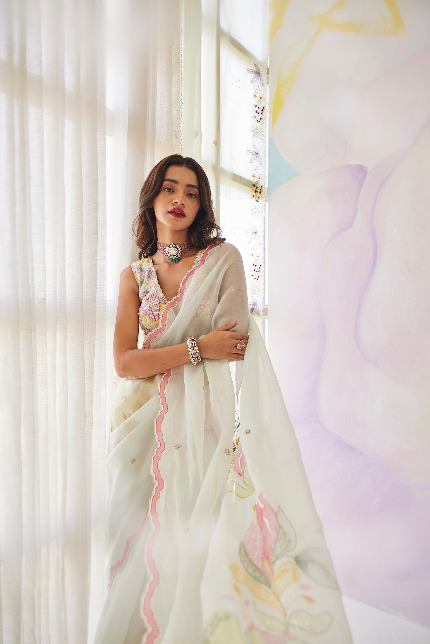 Eden Pastel Green Floral Saree