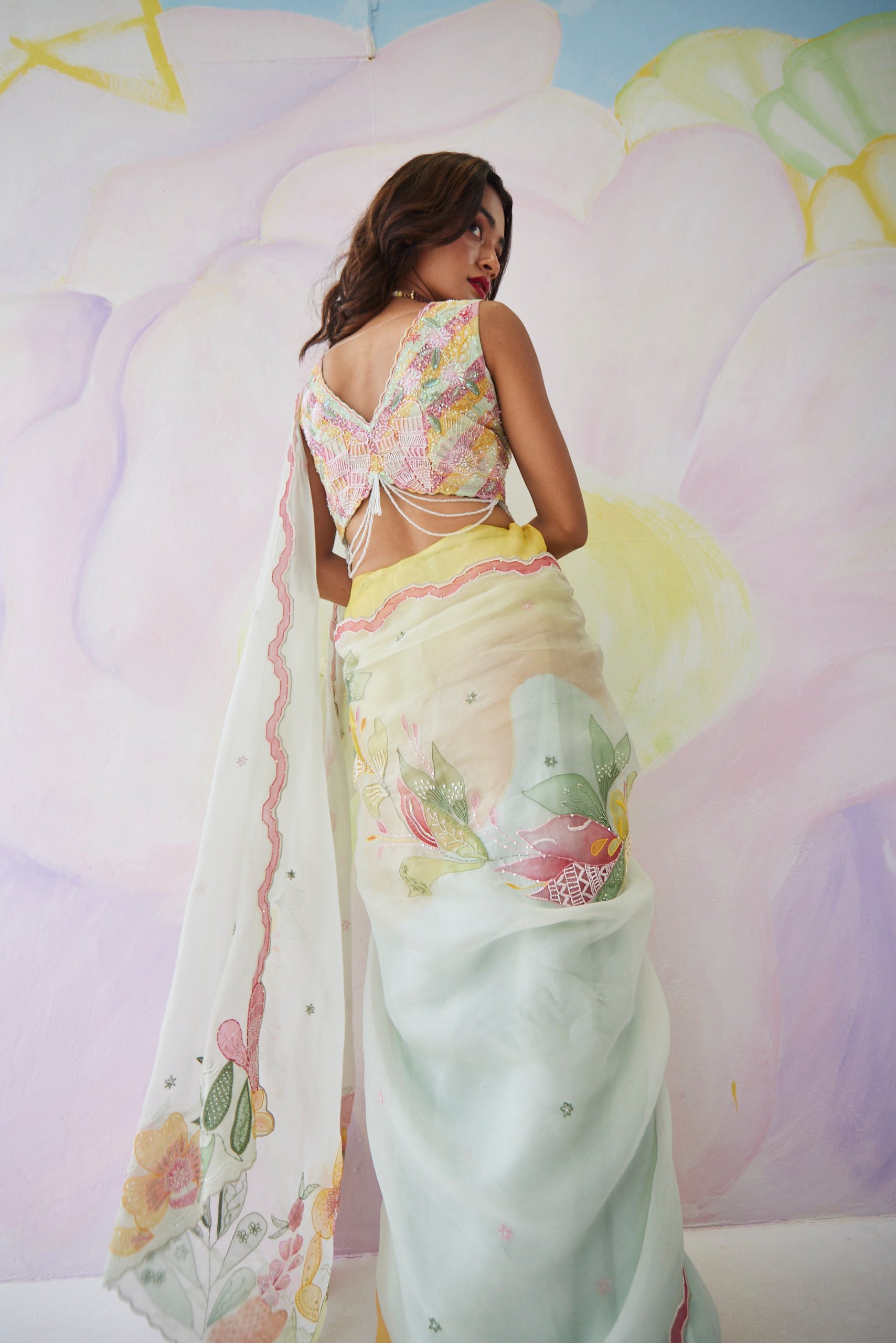 Eden Pastel Green Floral Saree