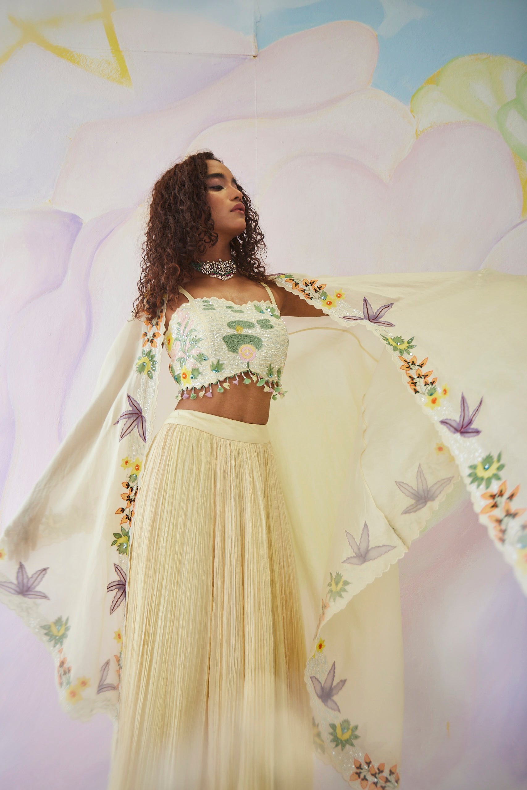 Lia Pastel Handpainted cape set