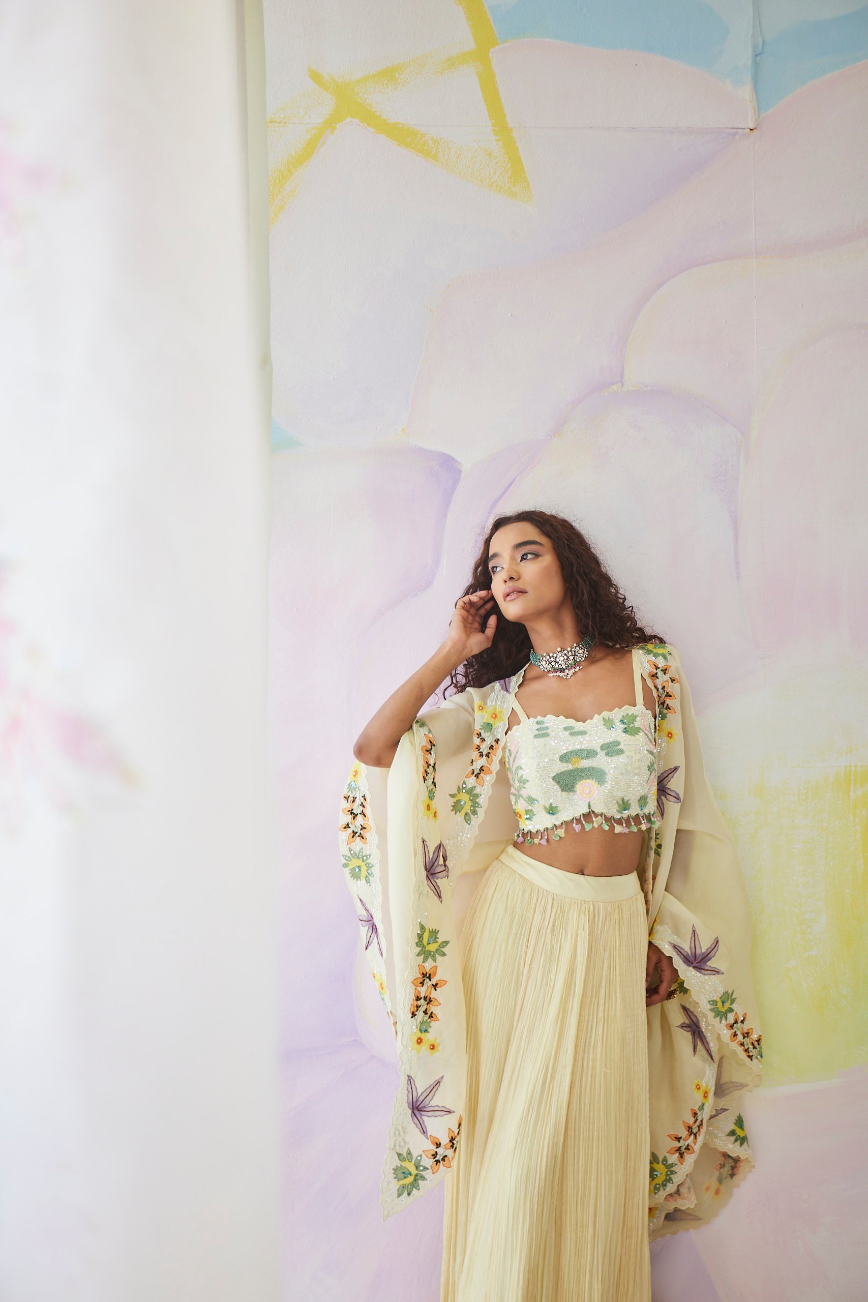 Lia Pastel Handpainted cape set
