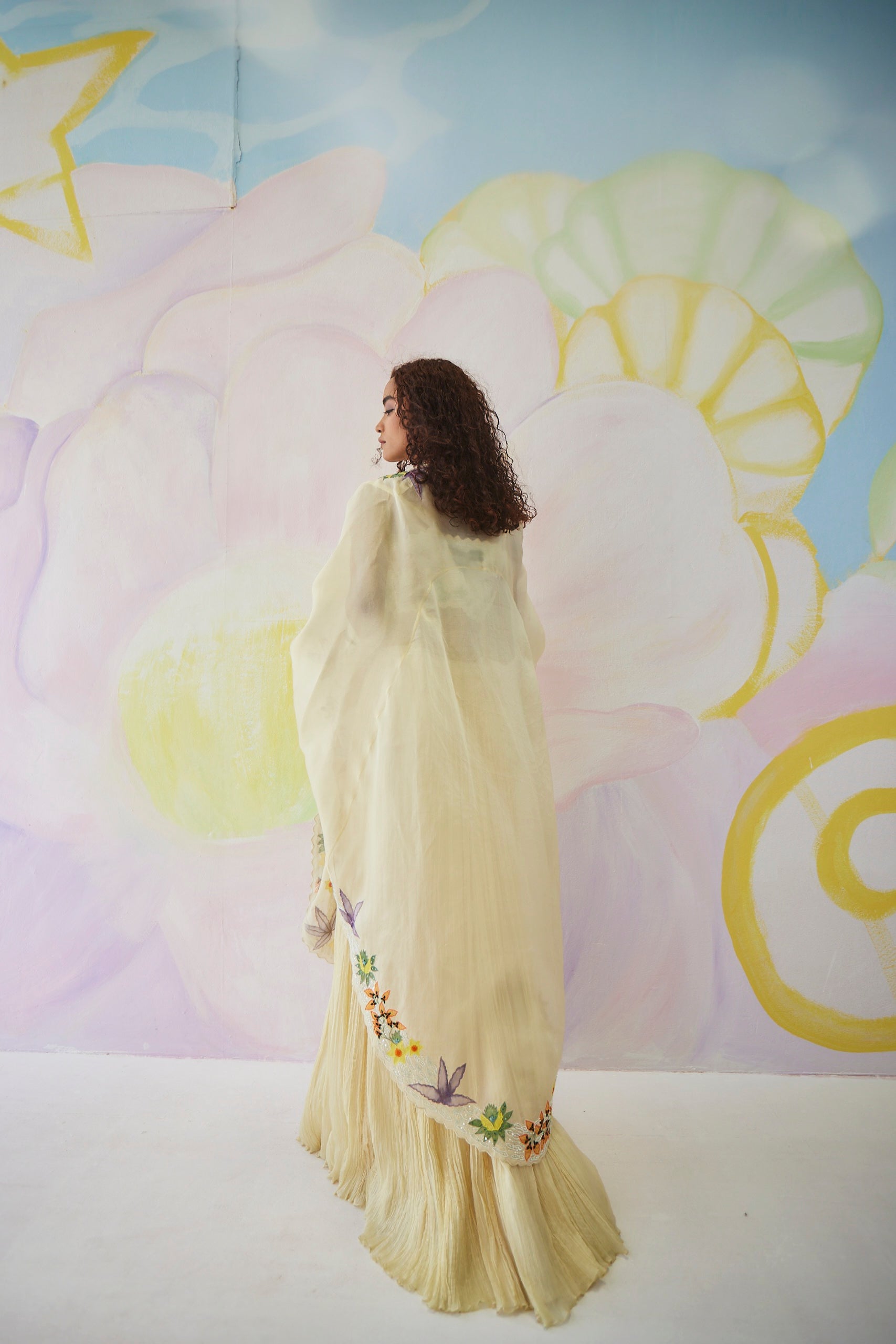 Lia Pastel Handpainted cape set