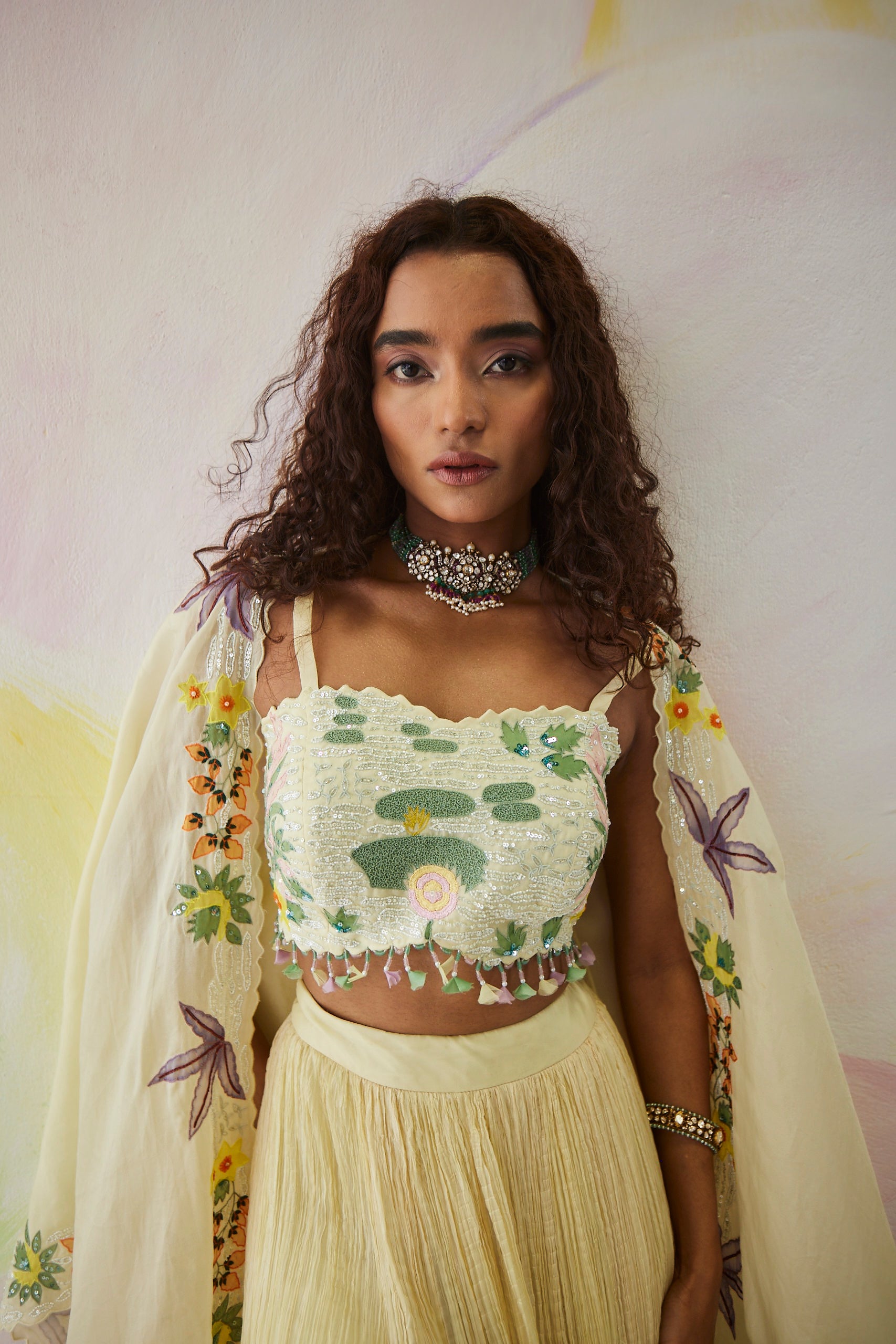 Lia Pastel Handpainted cape set