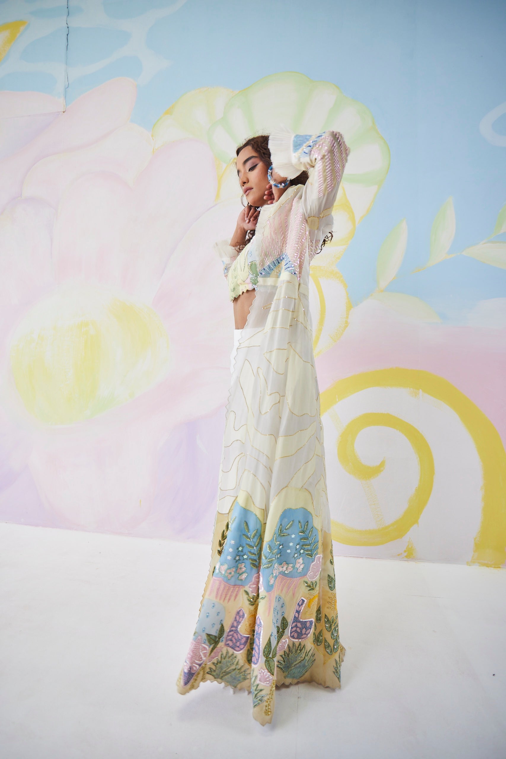 Lunora Handpainted Long Jacket Set