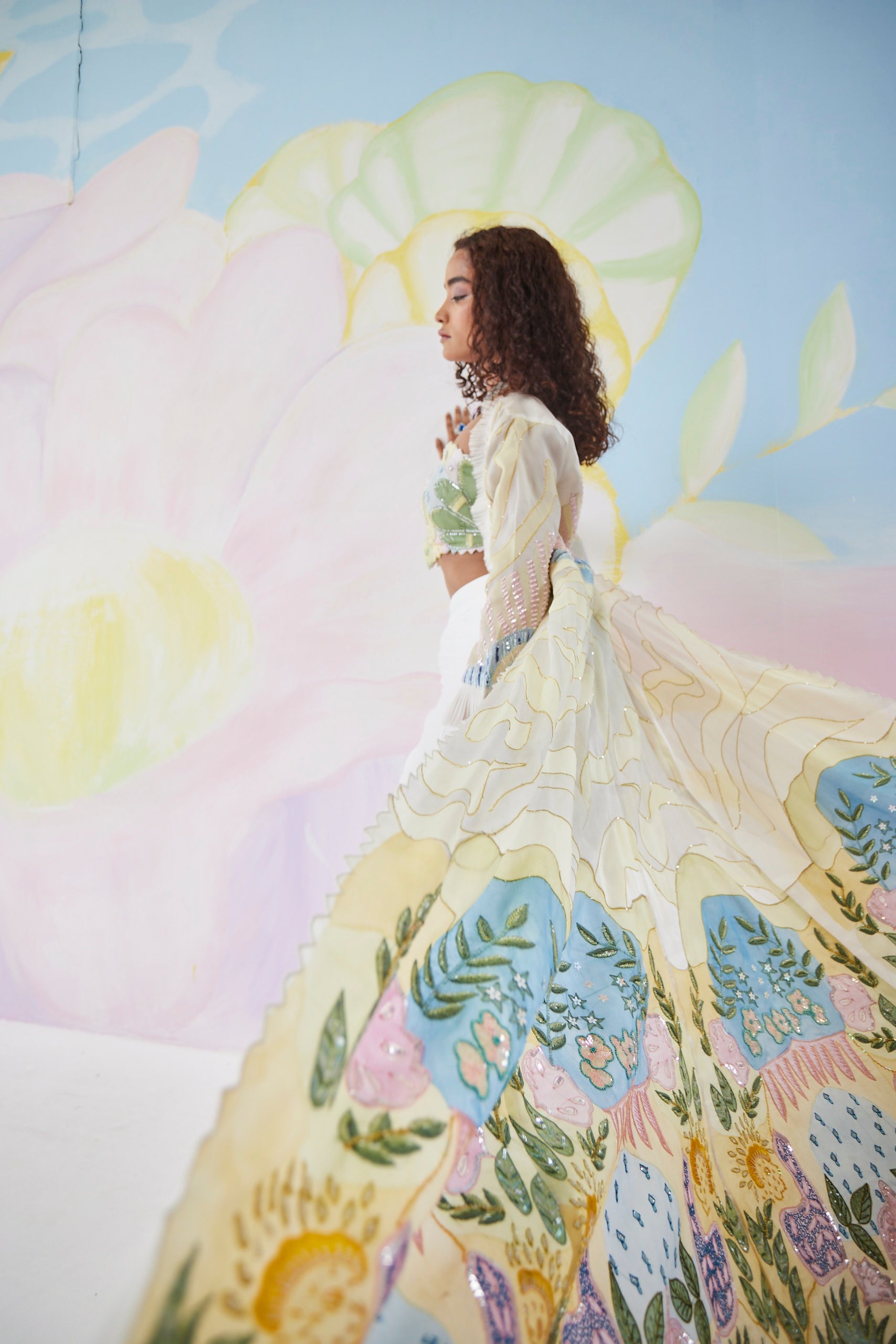 Lunora Handpainted Long Jacket Set