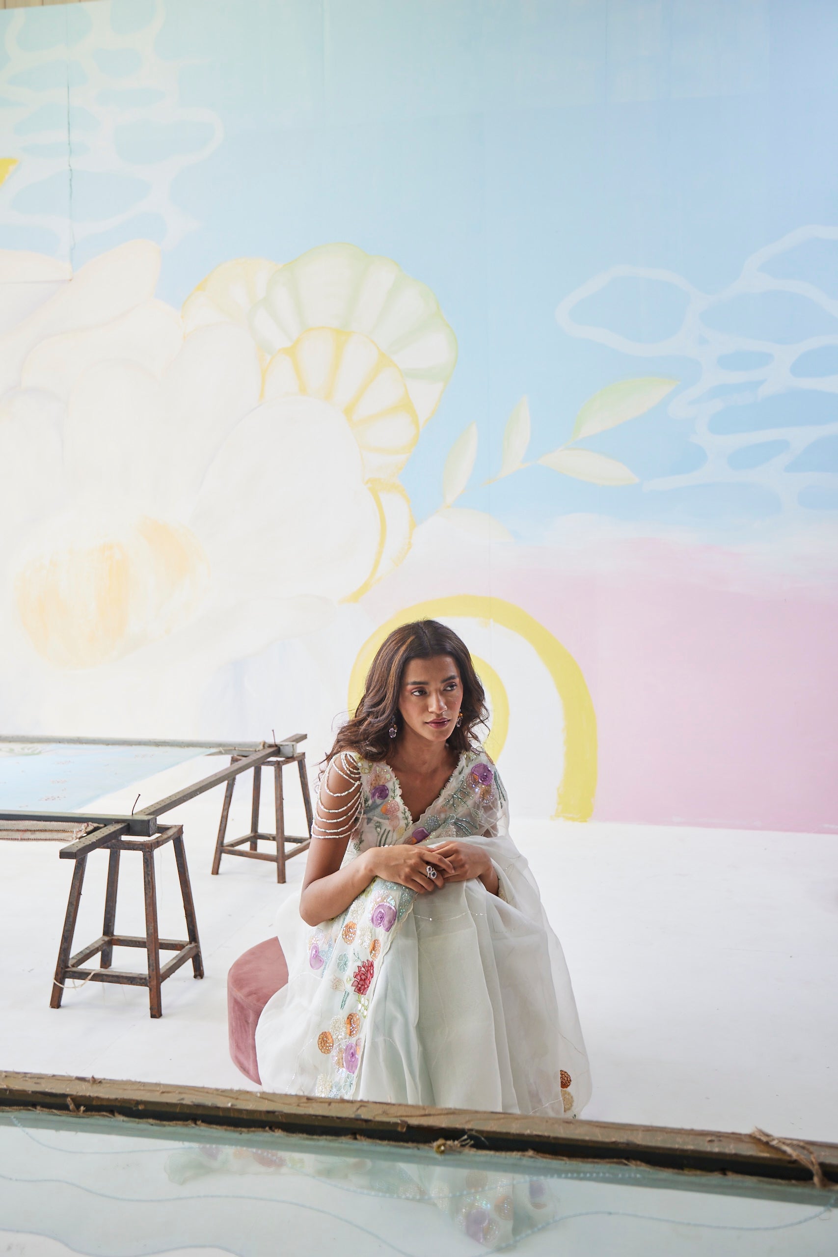 Ivory Reverie Handpainted Saree