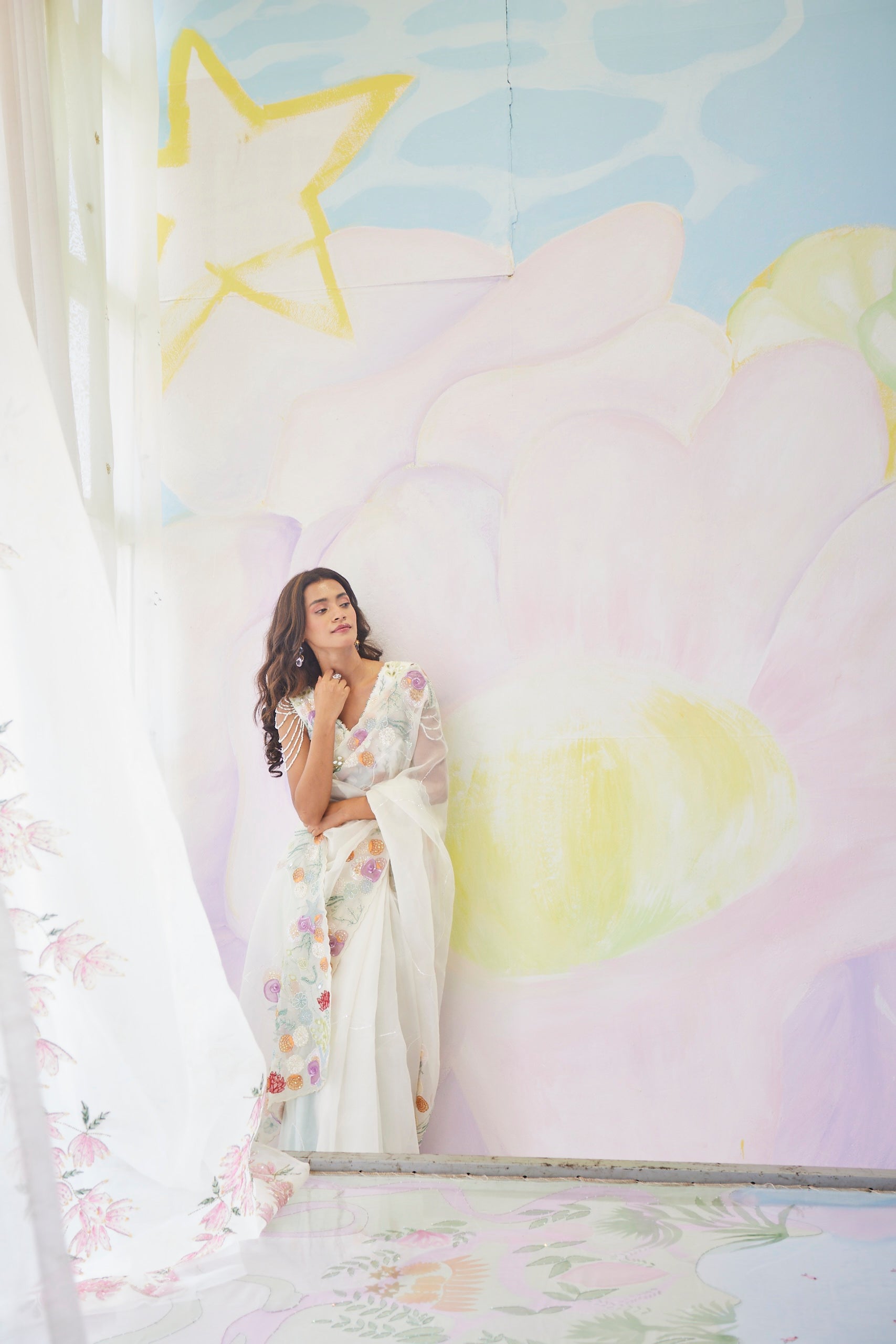 Ivory Reverie Handpainted Saree