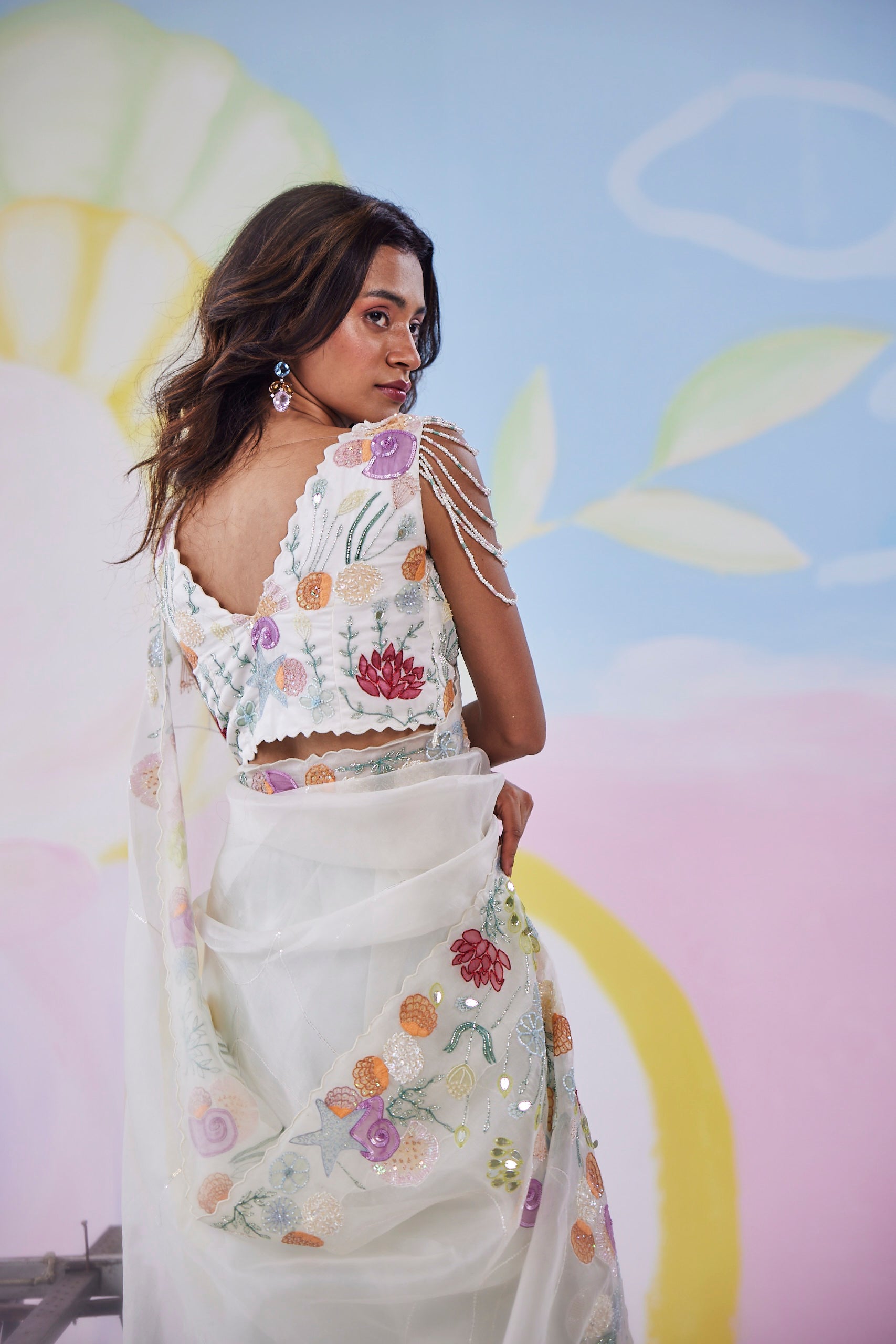 Ivory Reverie Handpainted Saree