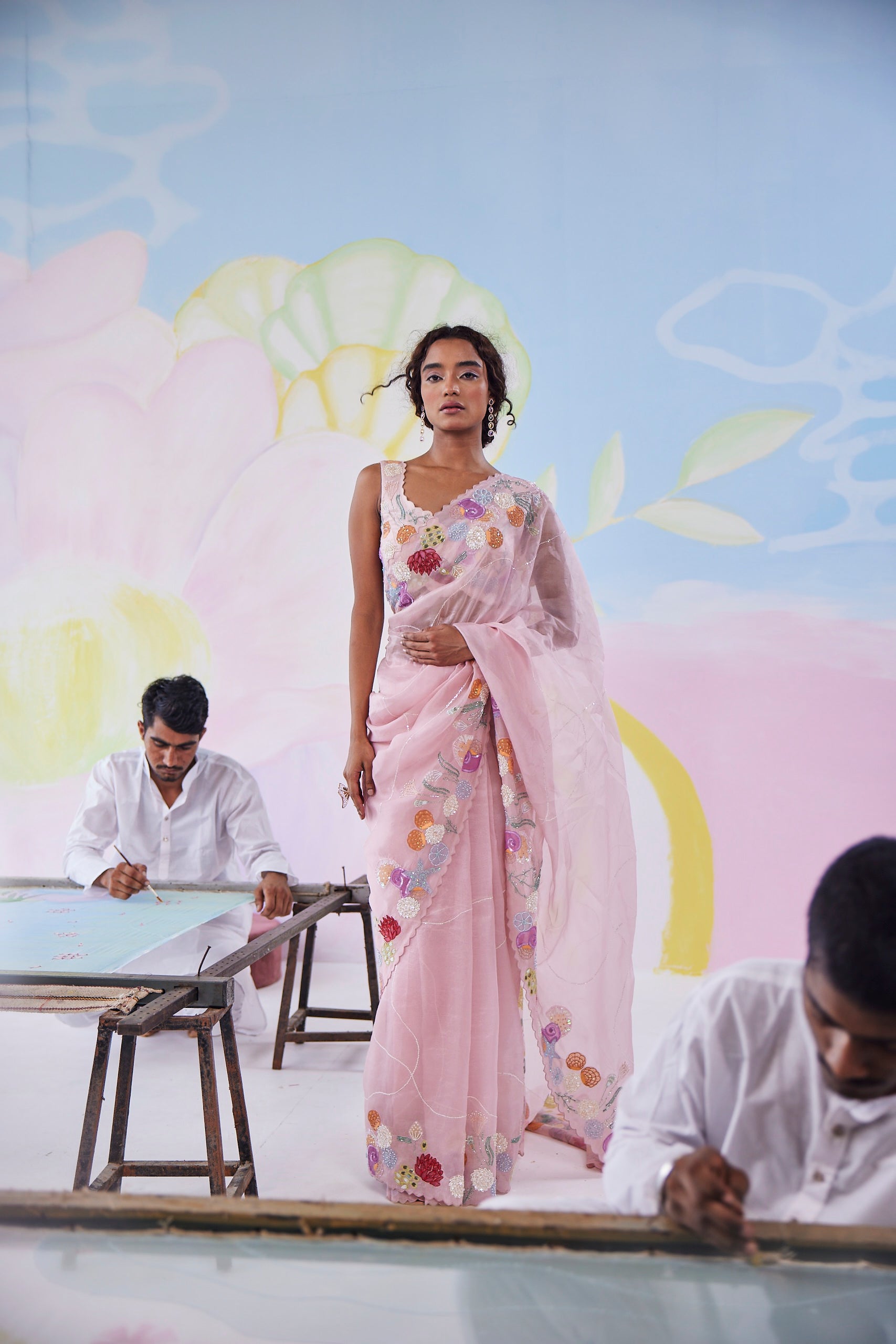 Blush Moondust Handpainted Saree