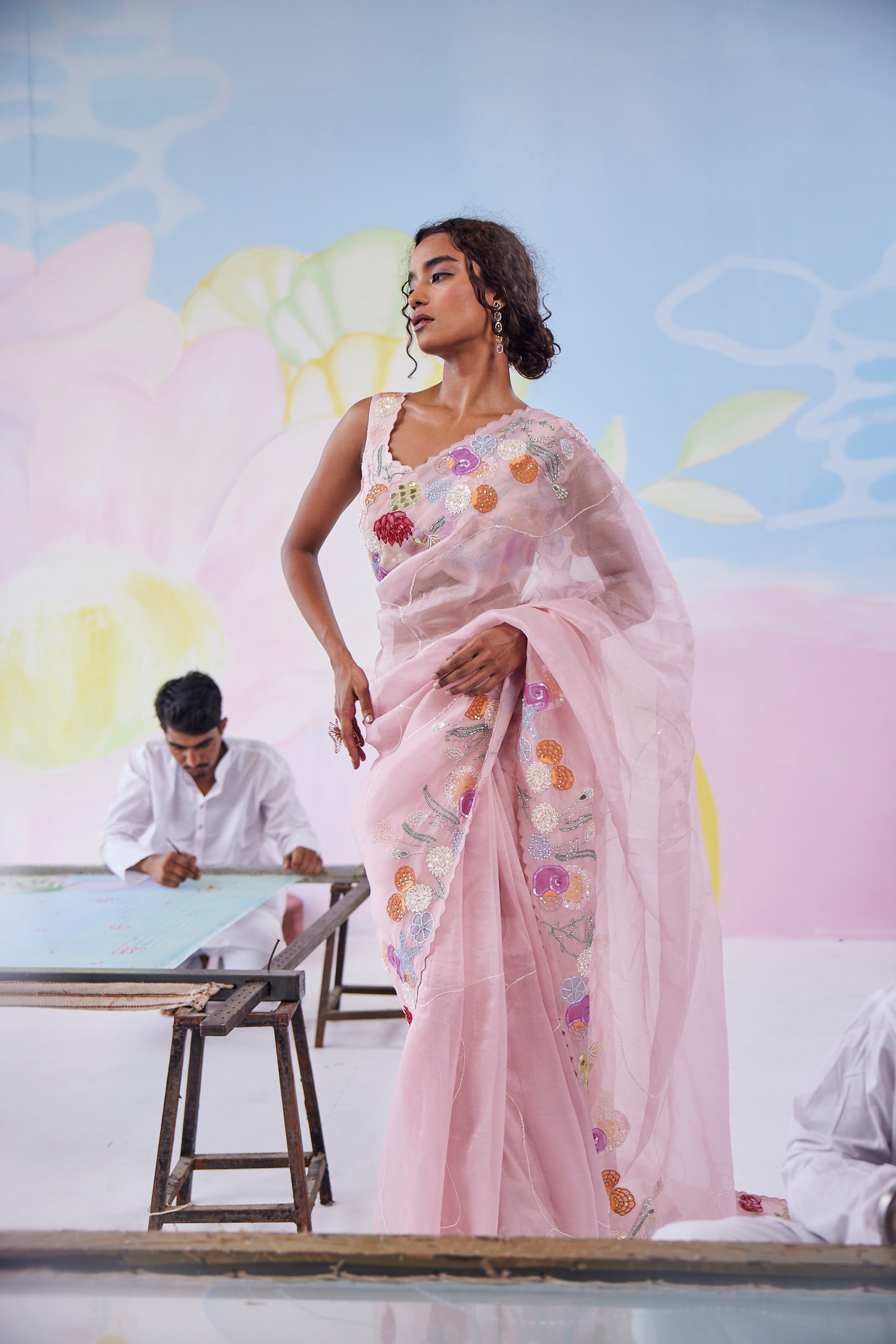 Blush Moondust Handpainted Saree