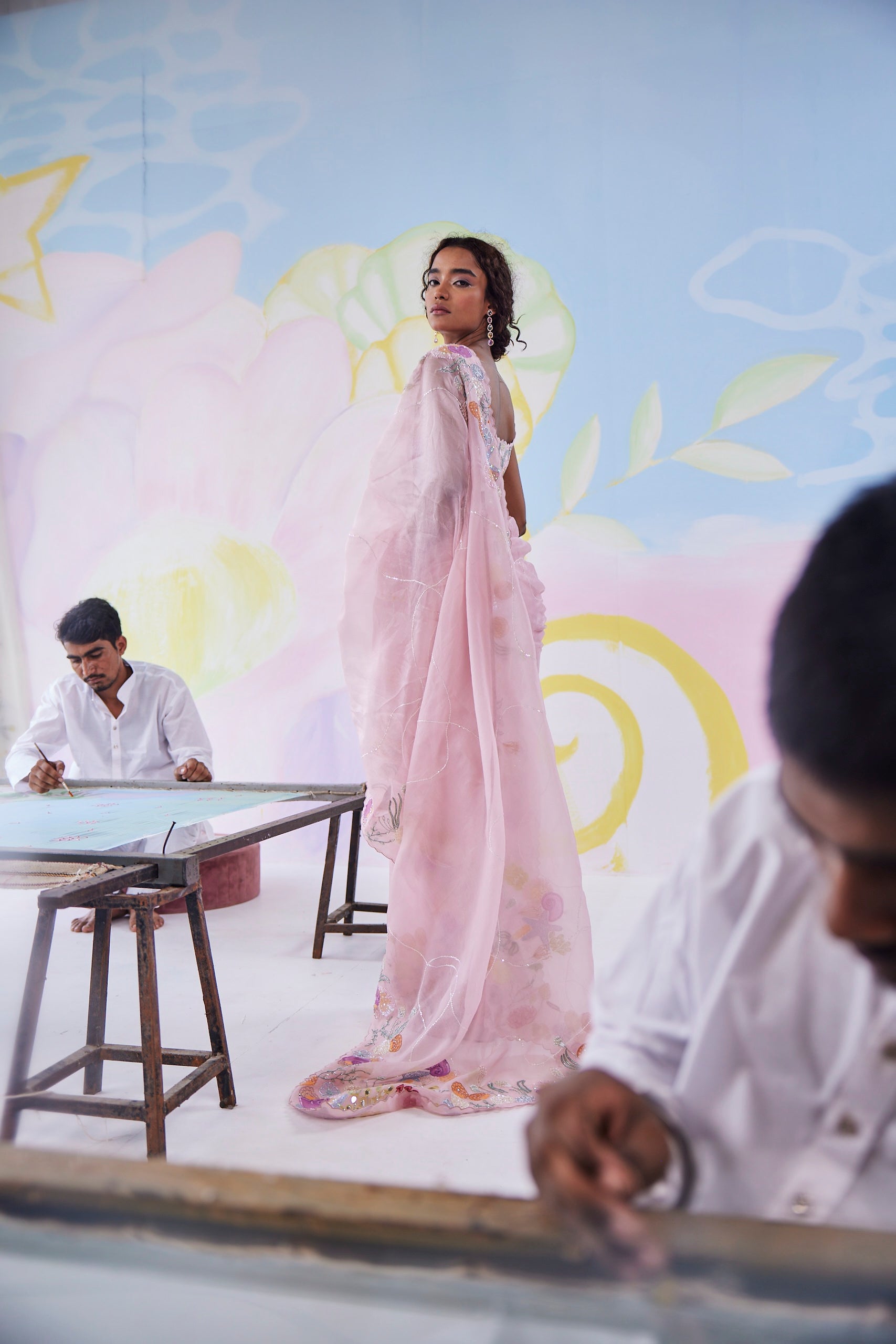 Blush Moondust Handpainted Saree