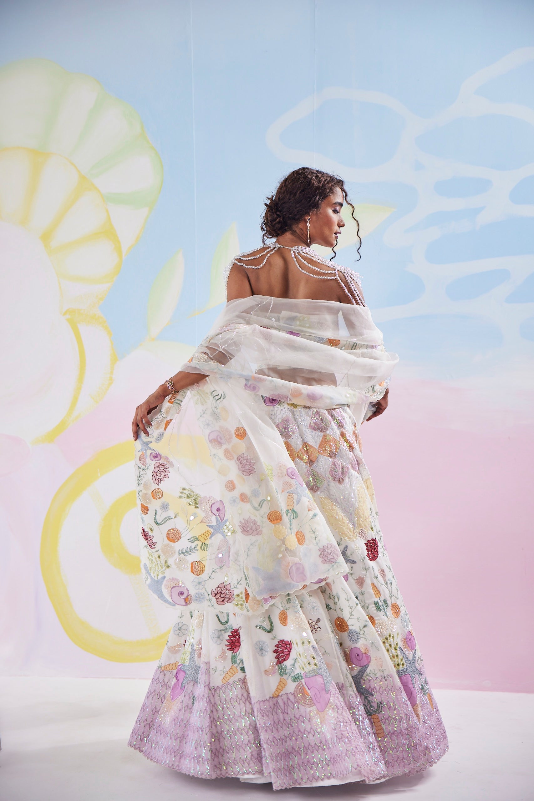 Vanilla Glow Handpainted Corset Lehenga