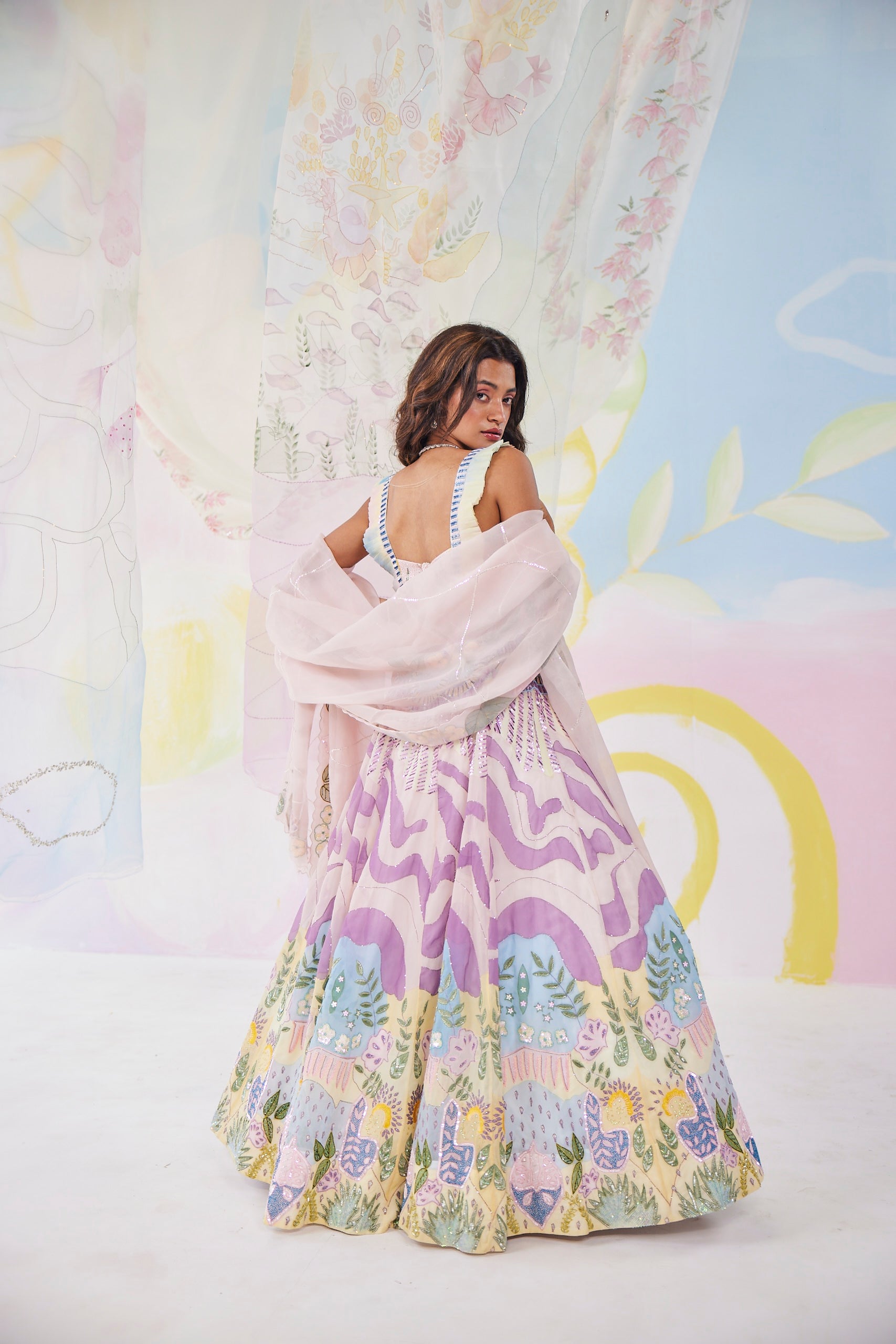 Lilac Daydream Handpainted Lehenga Set