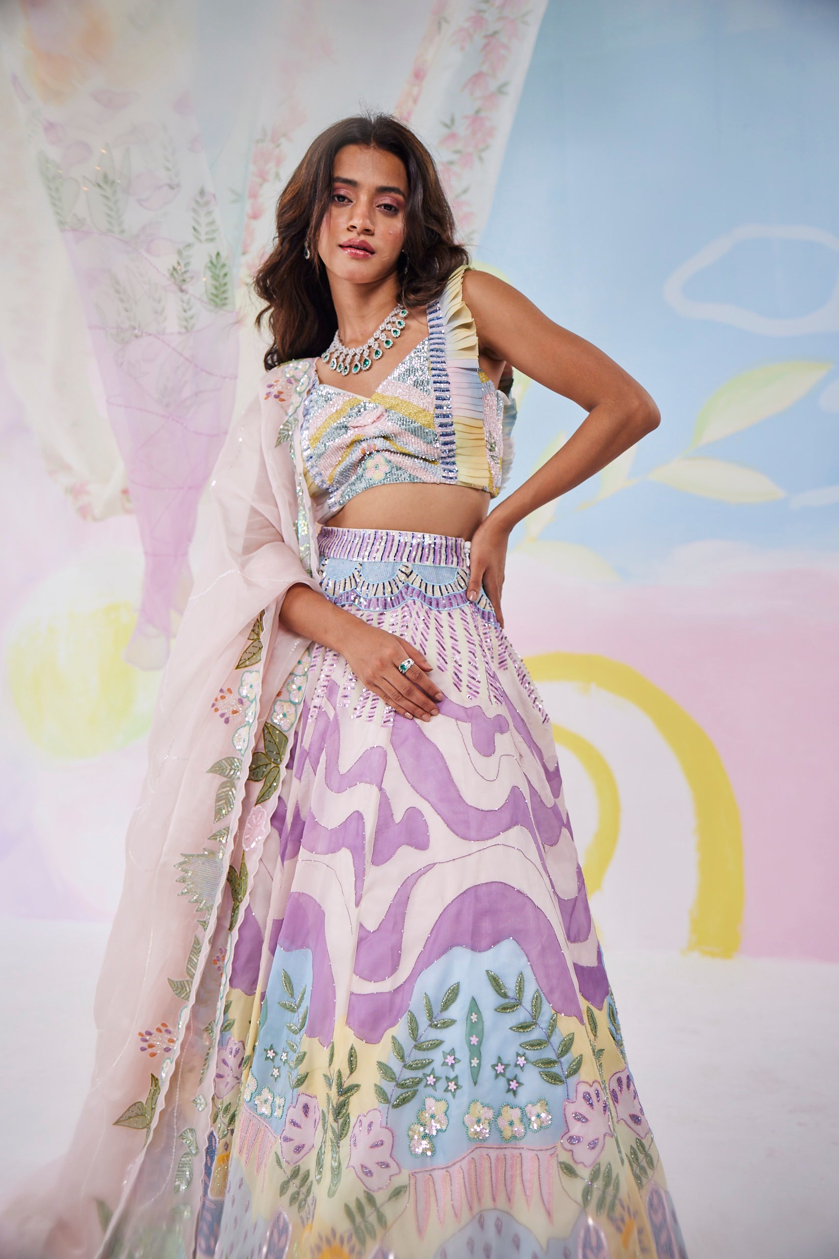 Lilac Daydream Handpainted Lehenga Set