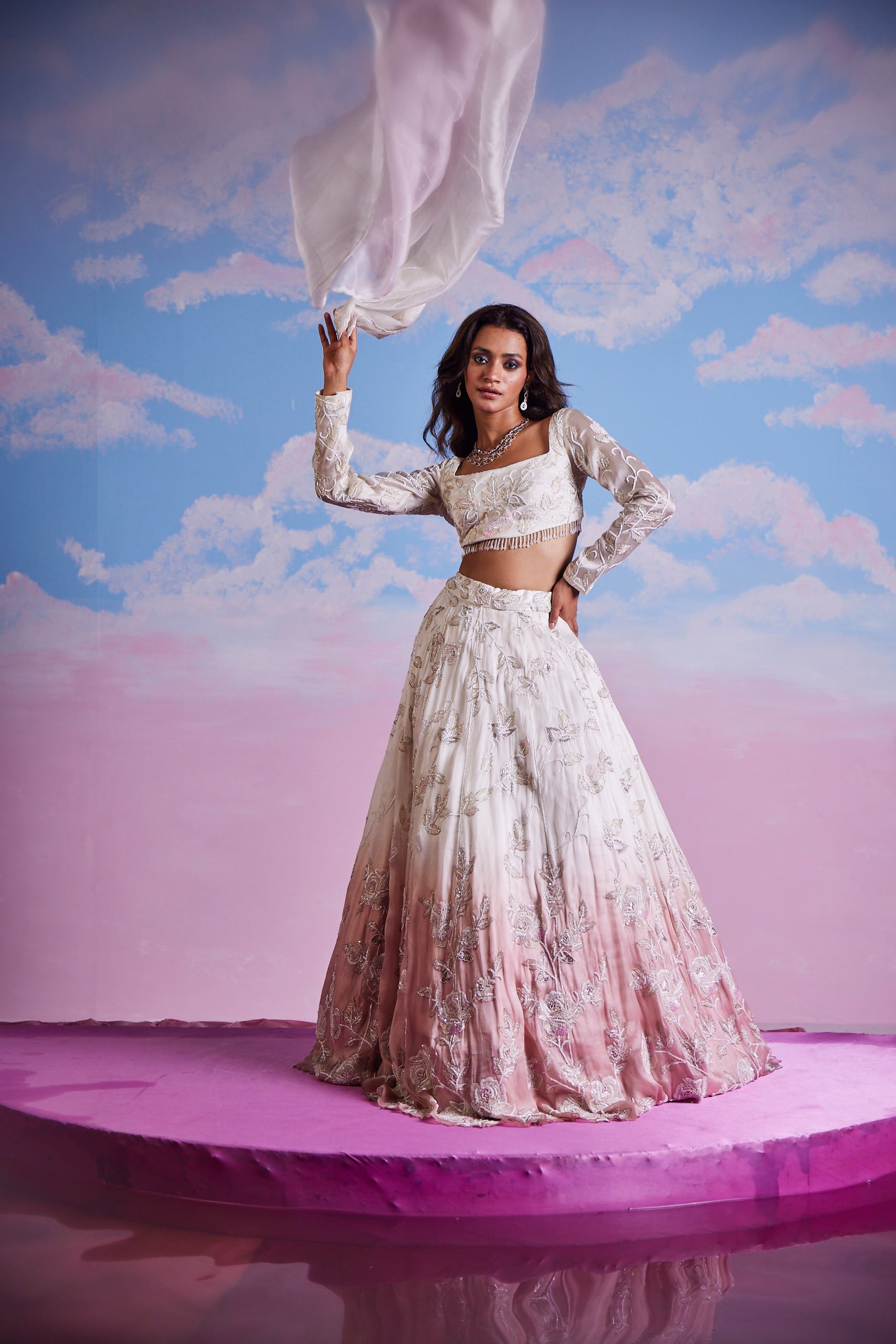 Parineeti Ivory Blushpink Bridal Lehenga Set