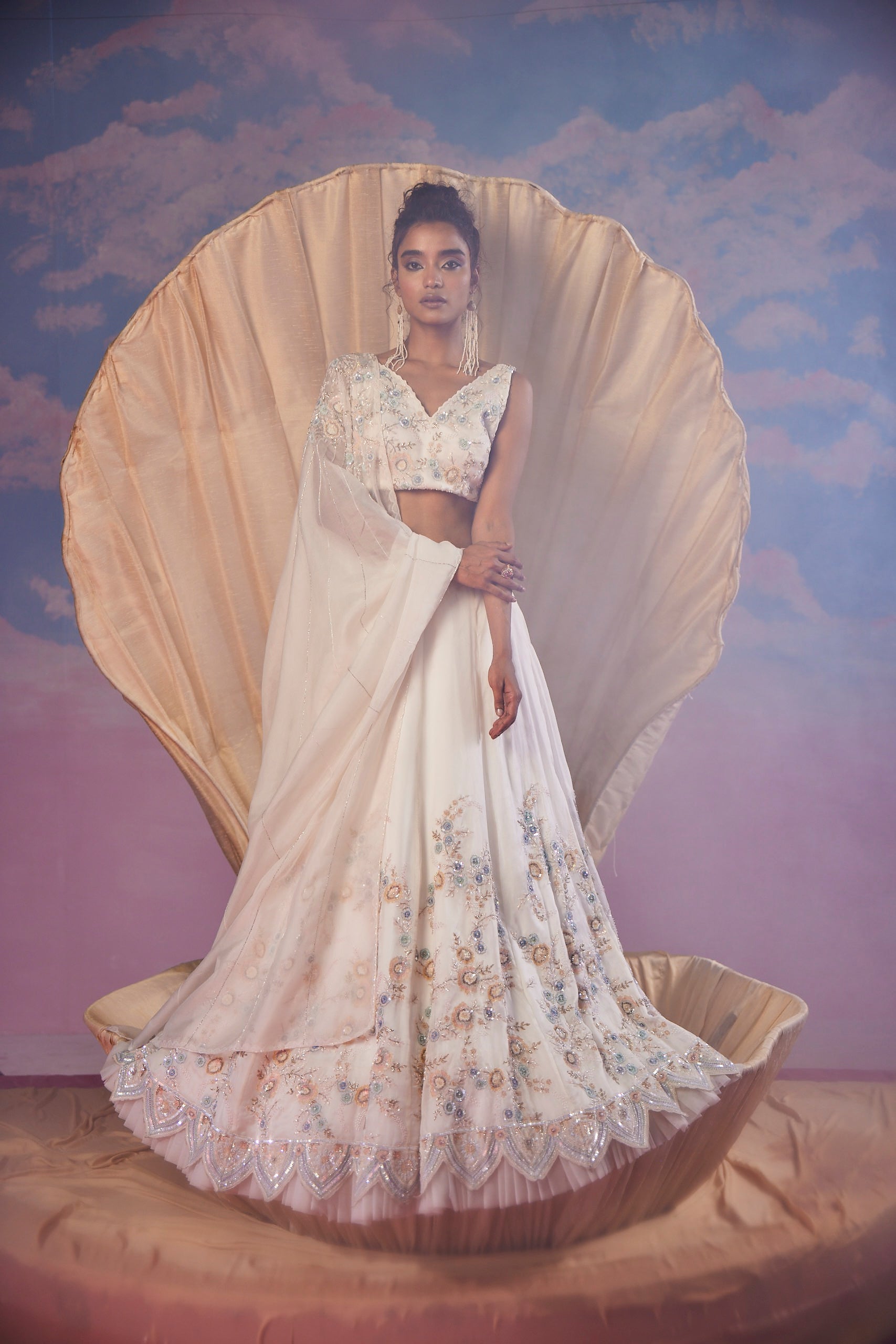 Zephyra Ivory Sequins Lehenga
