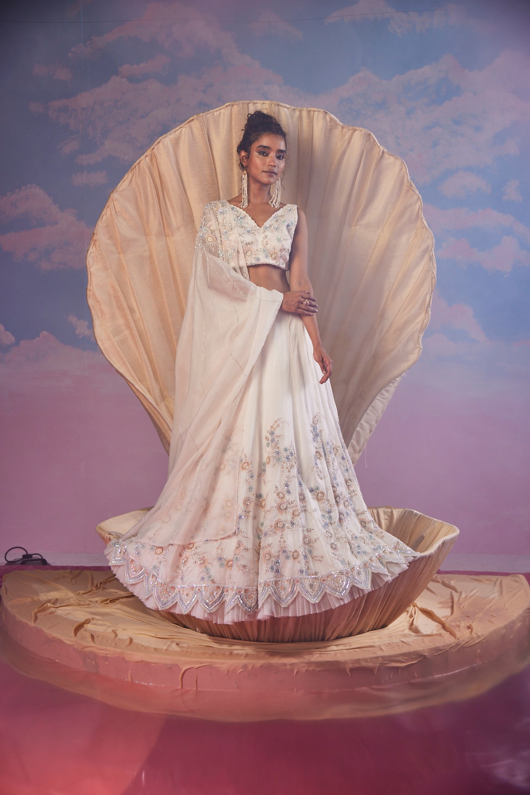 Zephyra Ivory Sequins Lehenga