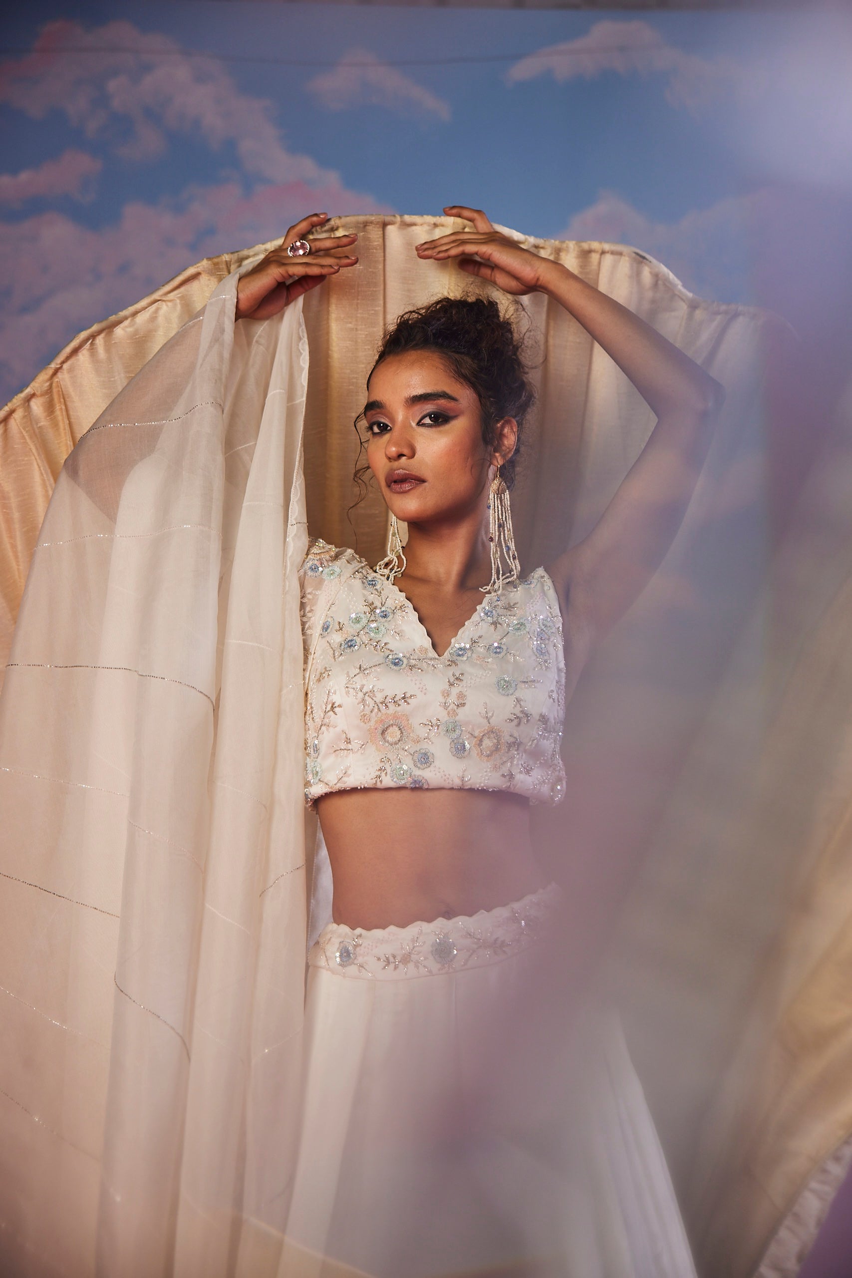 Zephyra Ivory Sequins Lehenga