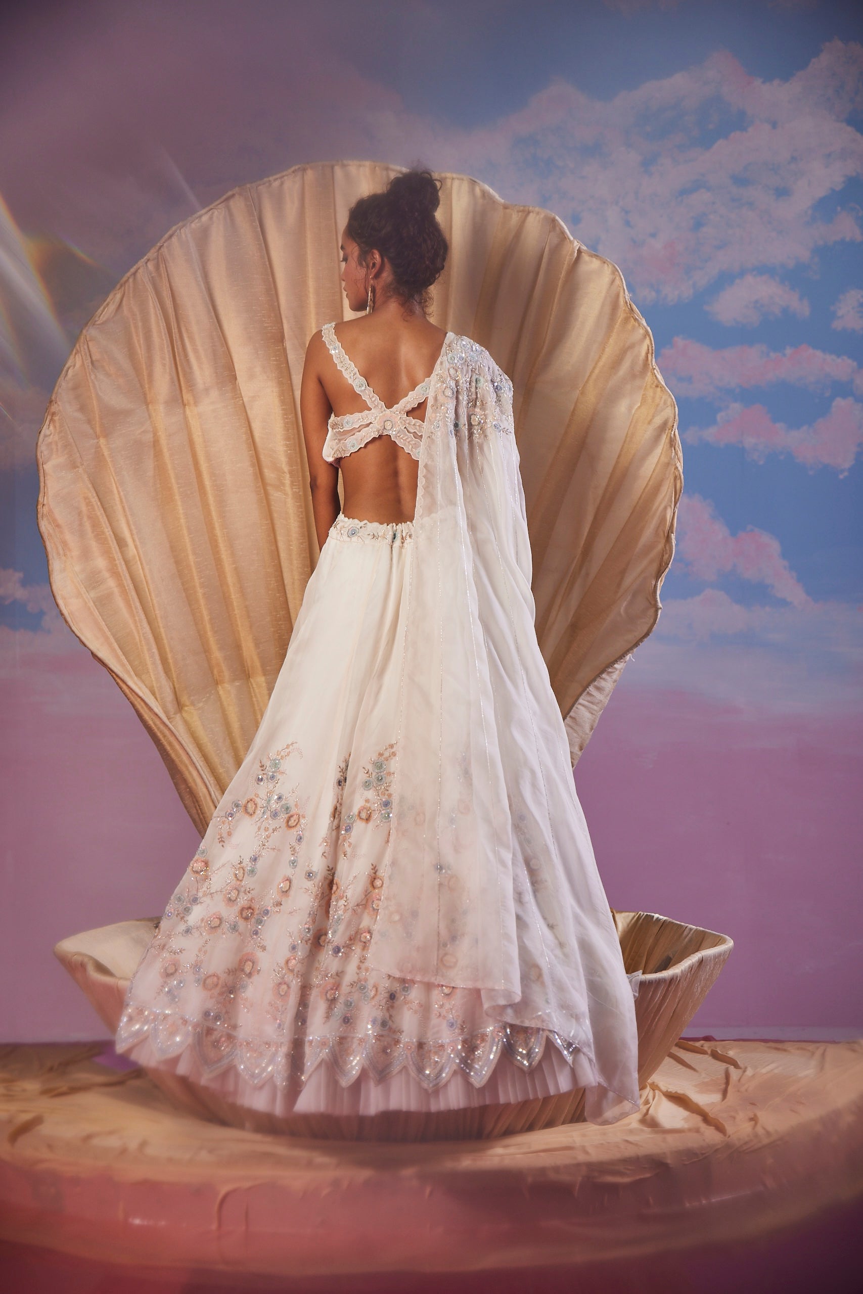 Zephyra Ivory Sequins Lehenga