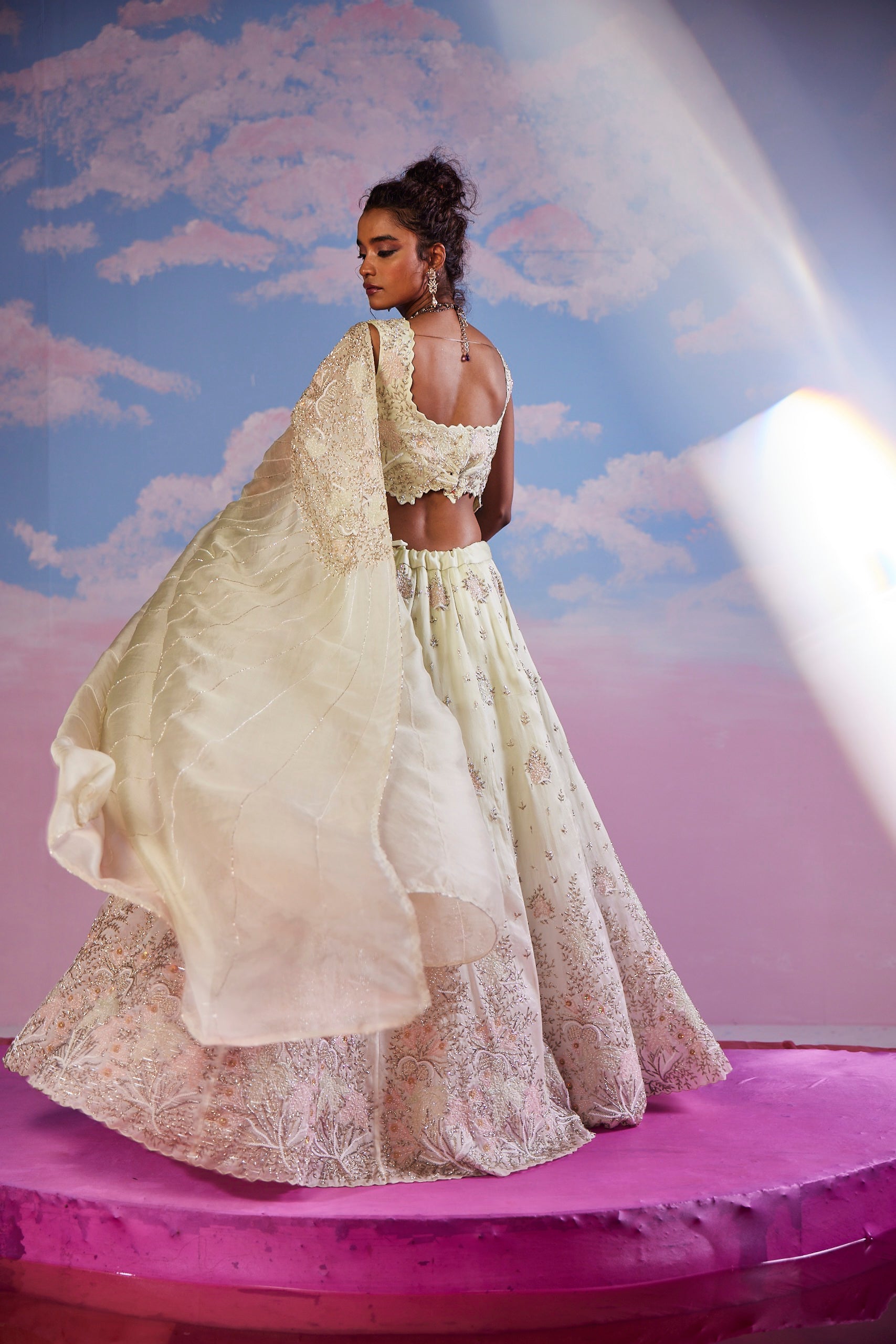 Nahla Pastel Green Cutdana Lehenga Set