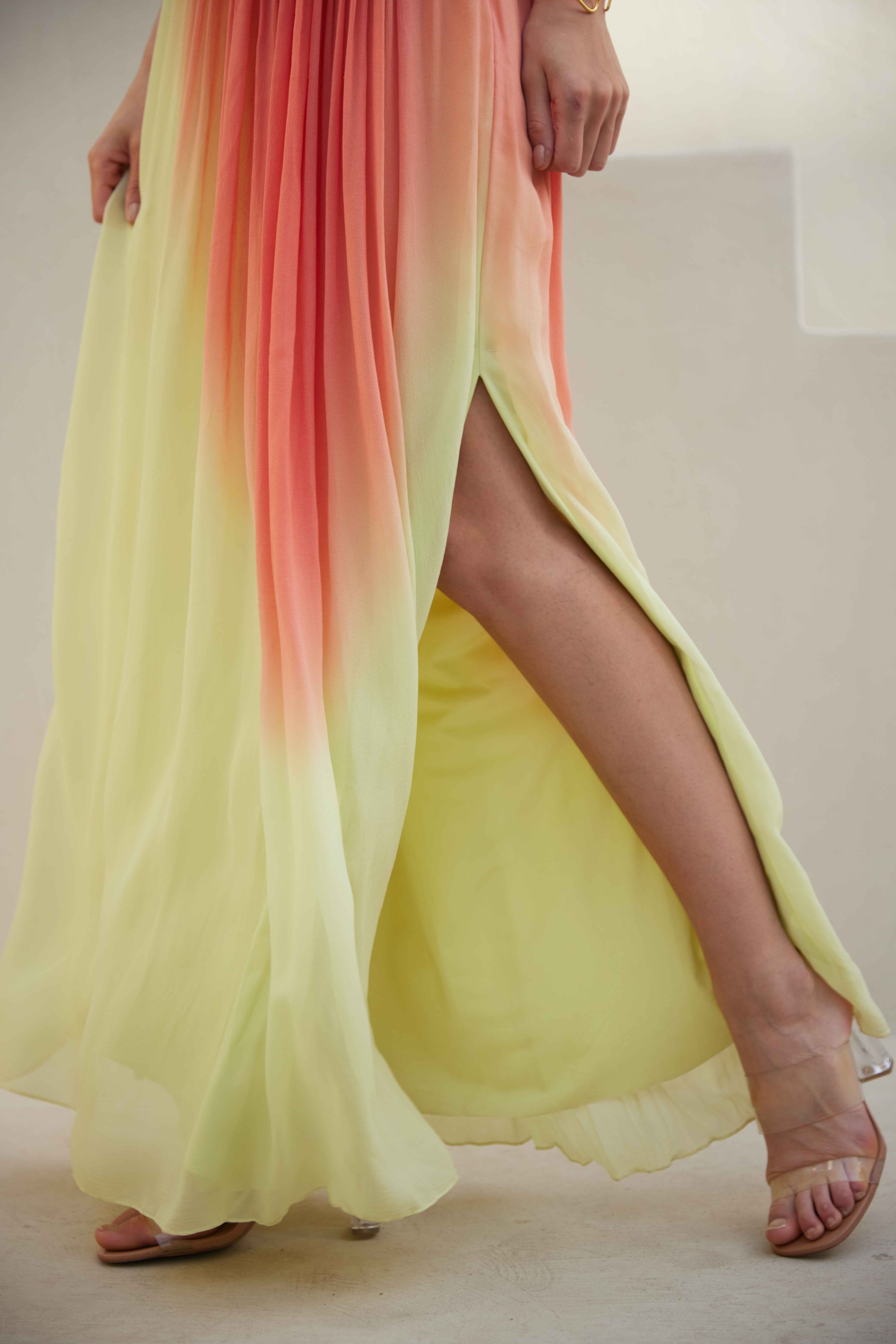 Citrus Dream Pleated Dress