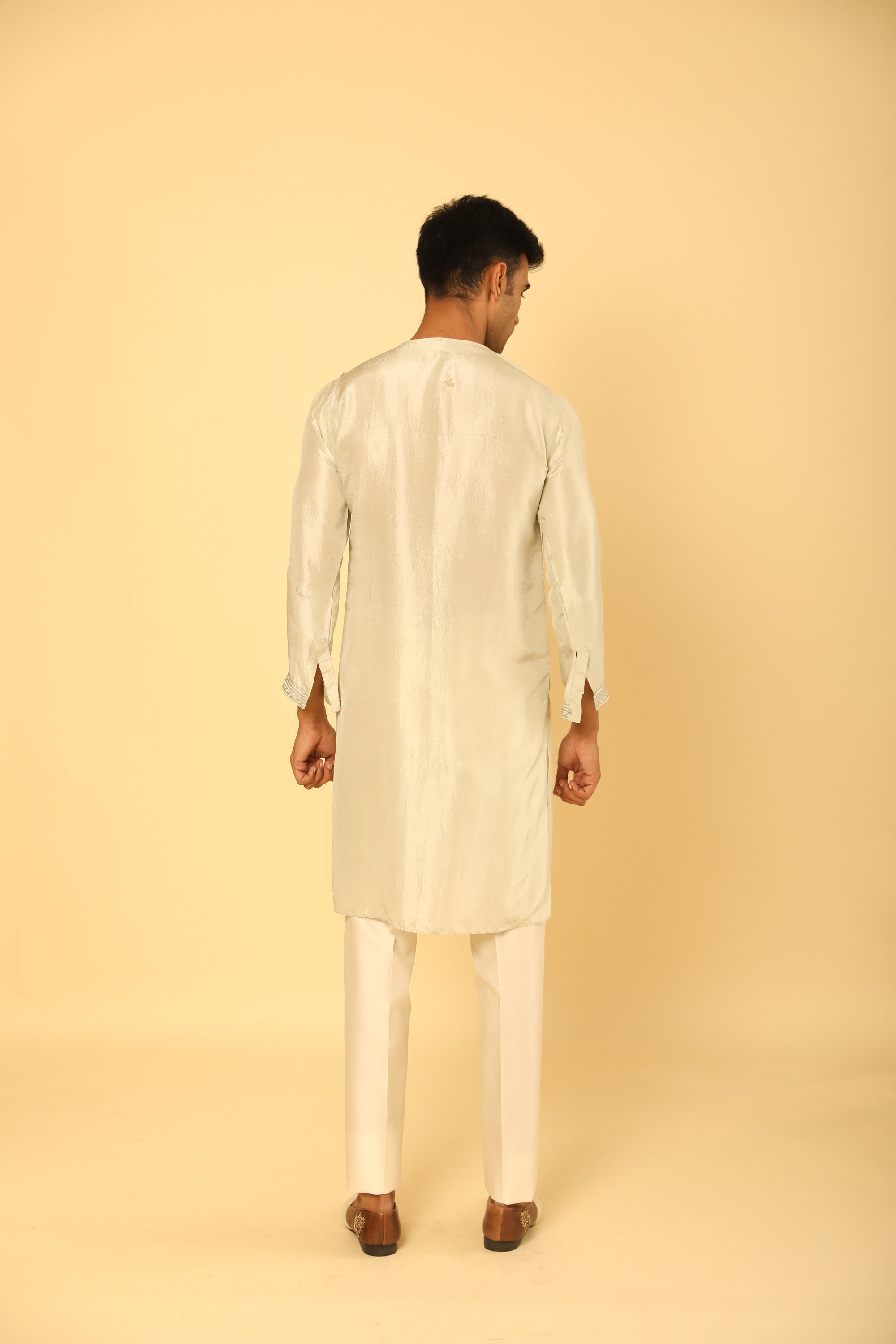 Pale Green Kurta Set With French Knot Embroidery