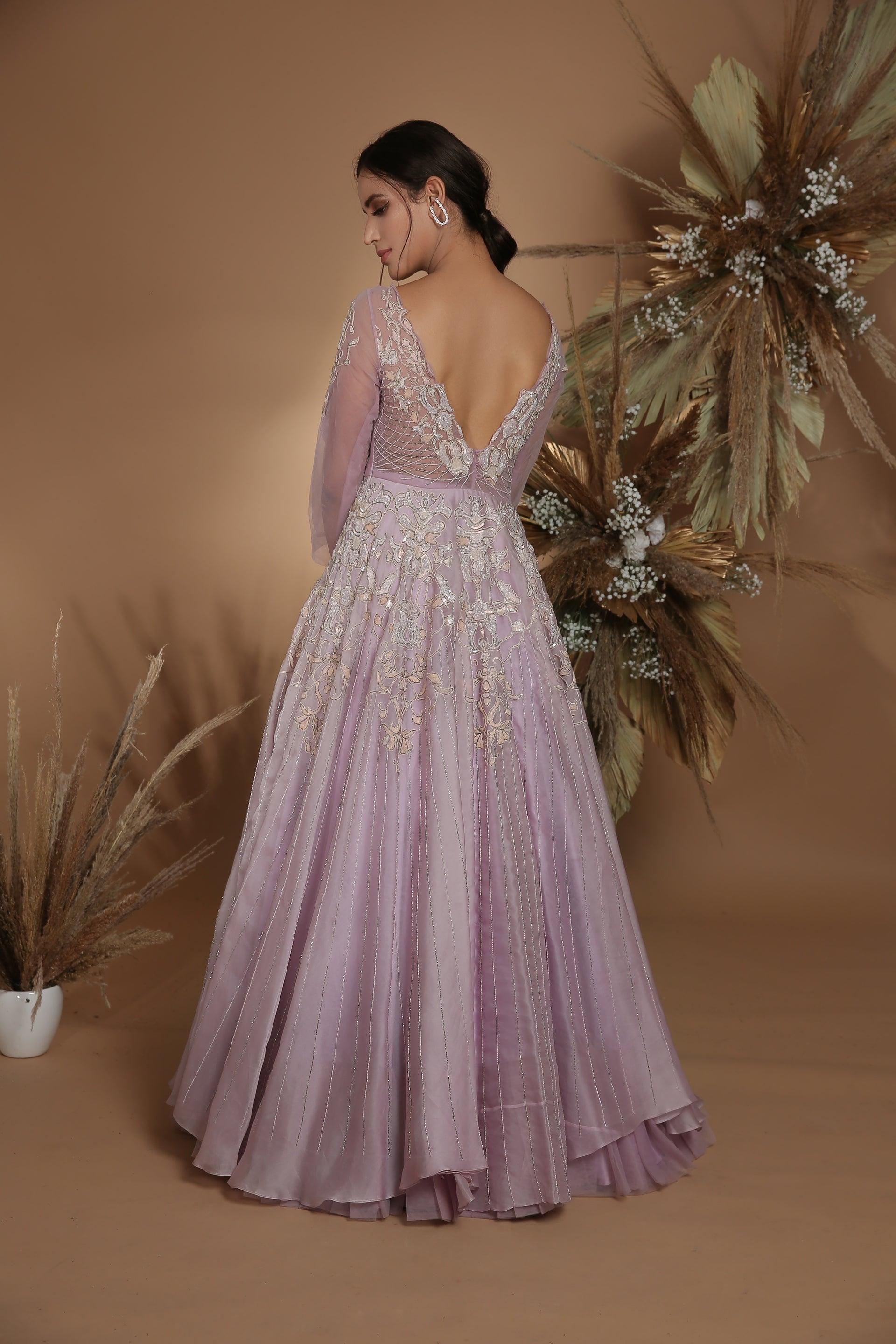 Lilac Embroidered Gown