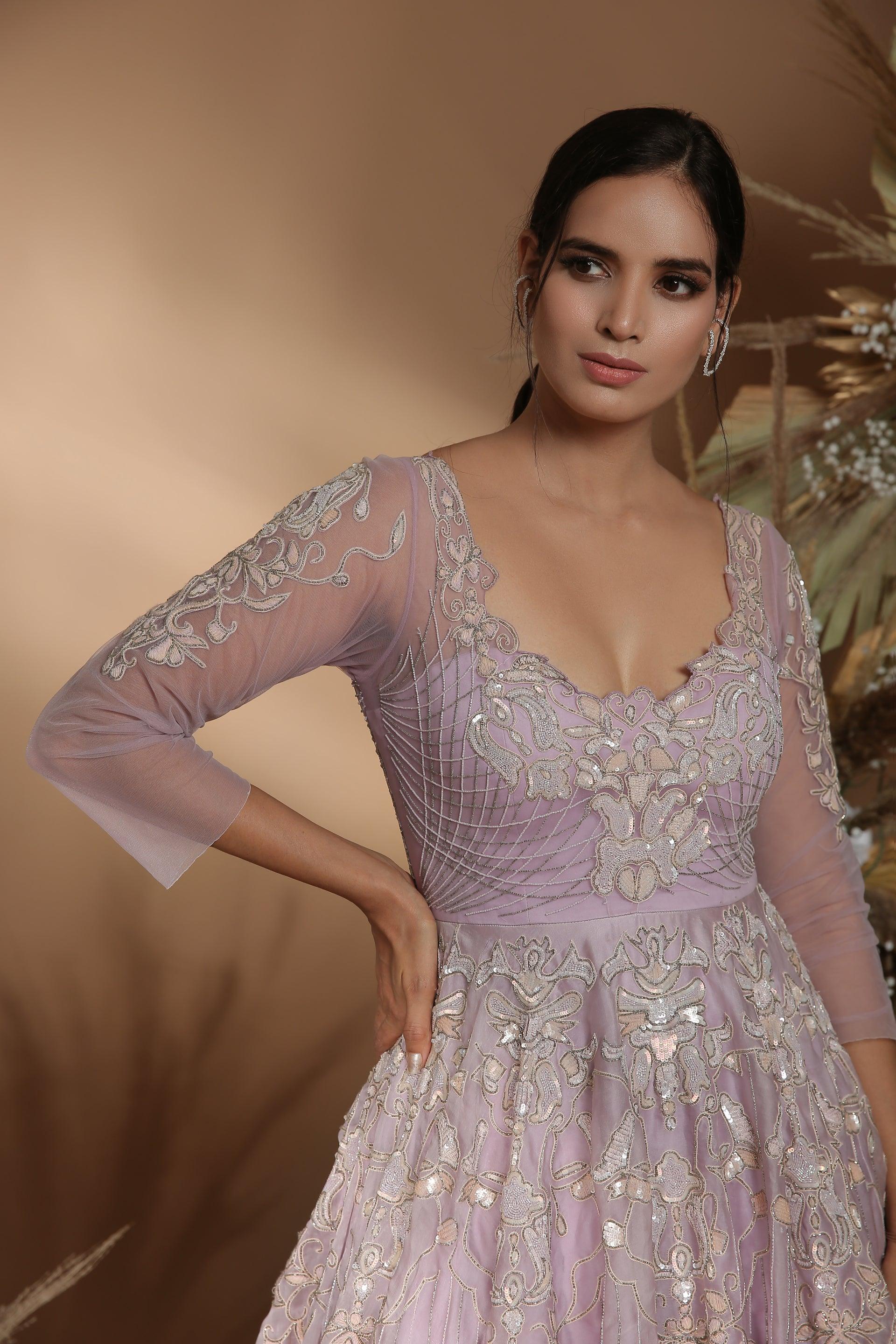 Lilac Embroidered Gown