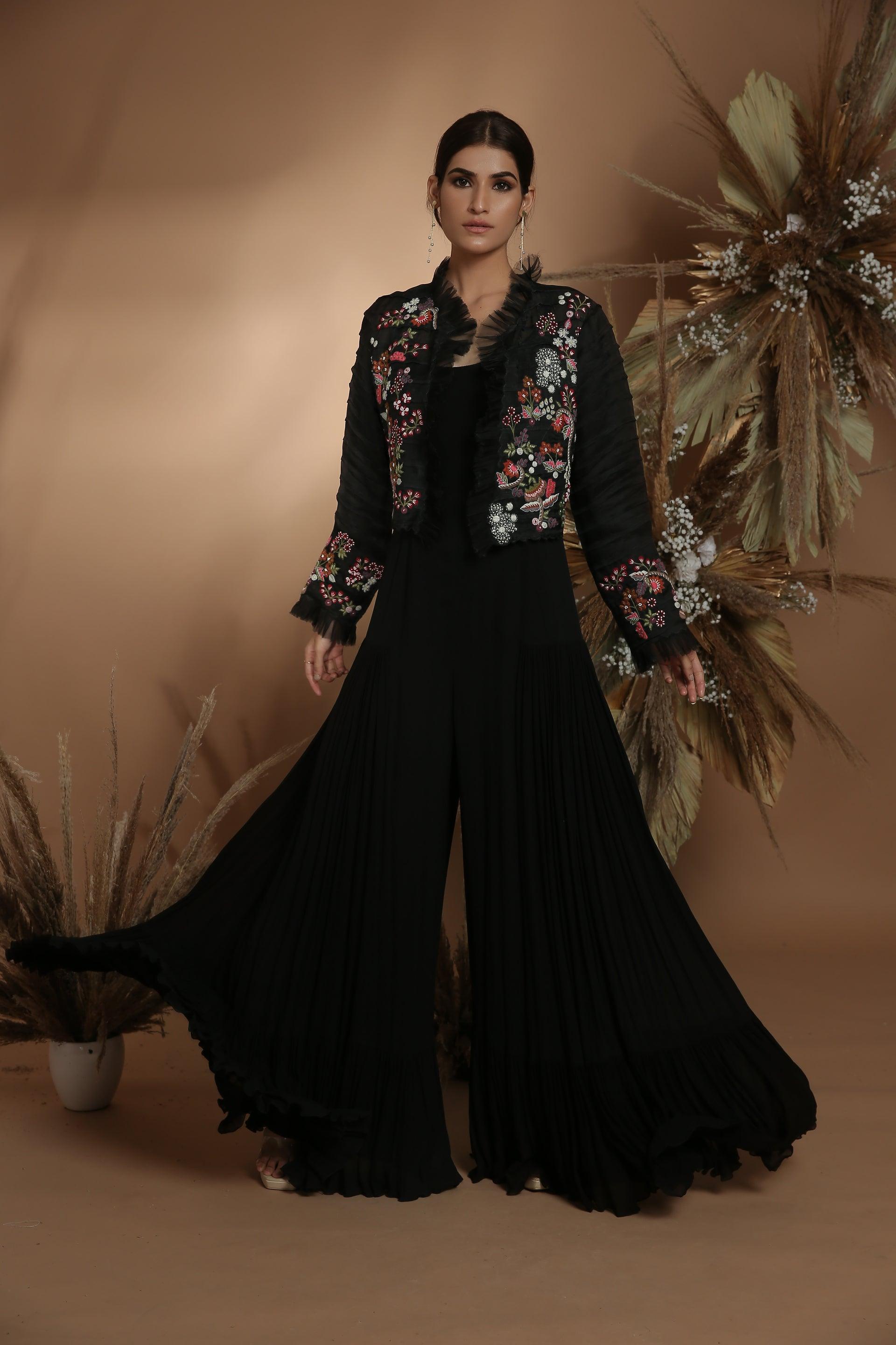 Black Jumpsuit Jacket Set