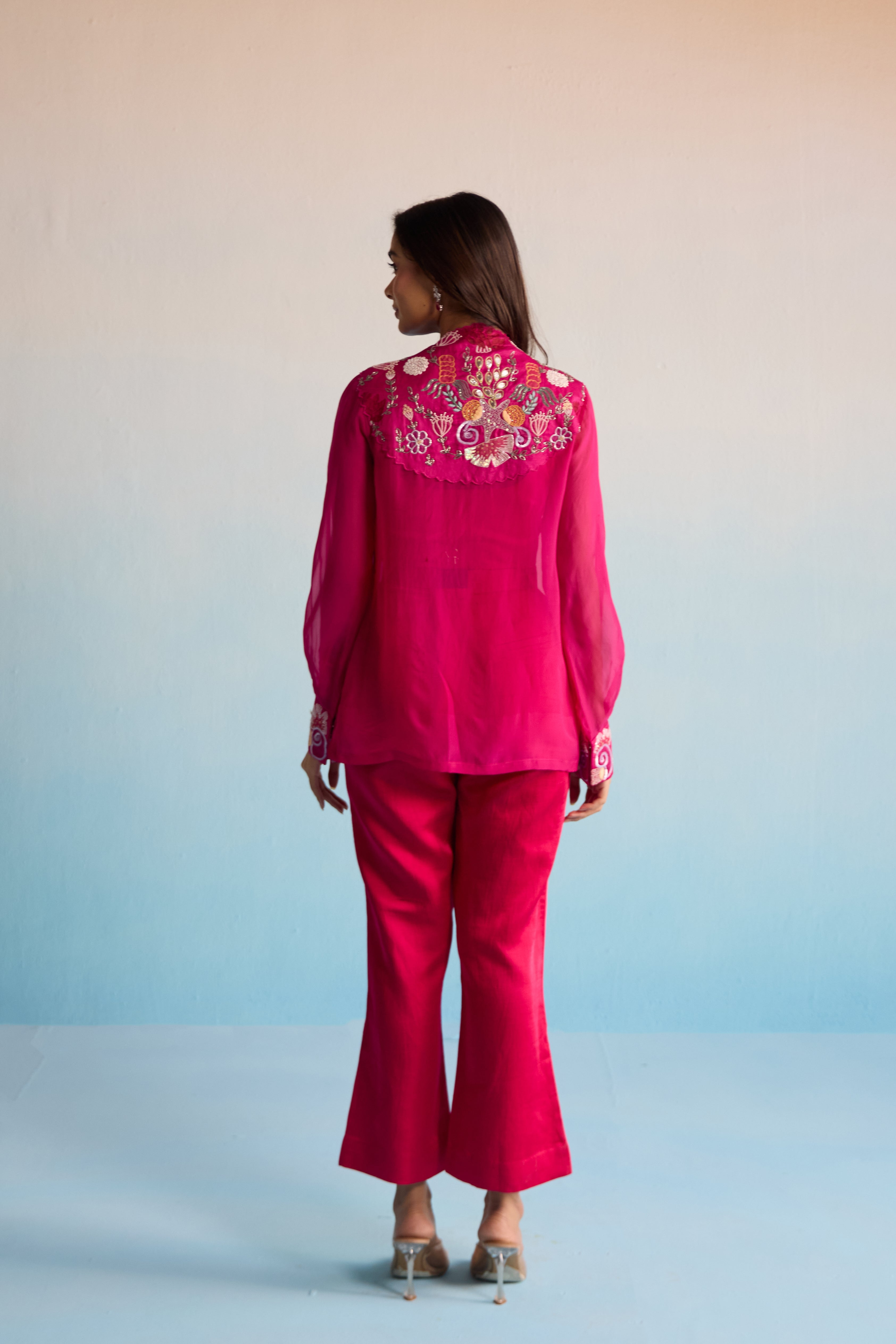 Hot Pink Embroidered Co-Ord Set