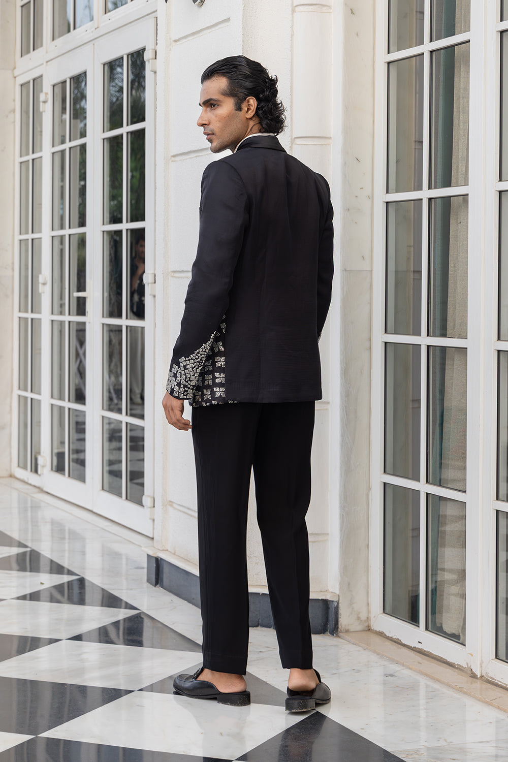 Zyric Black Suit with Embroidered Jacket and White Shirt