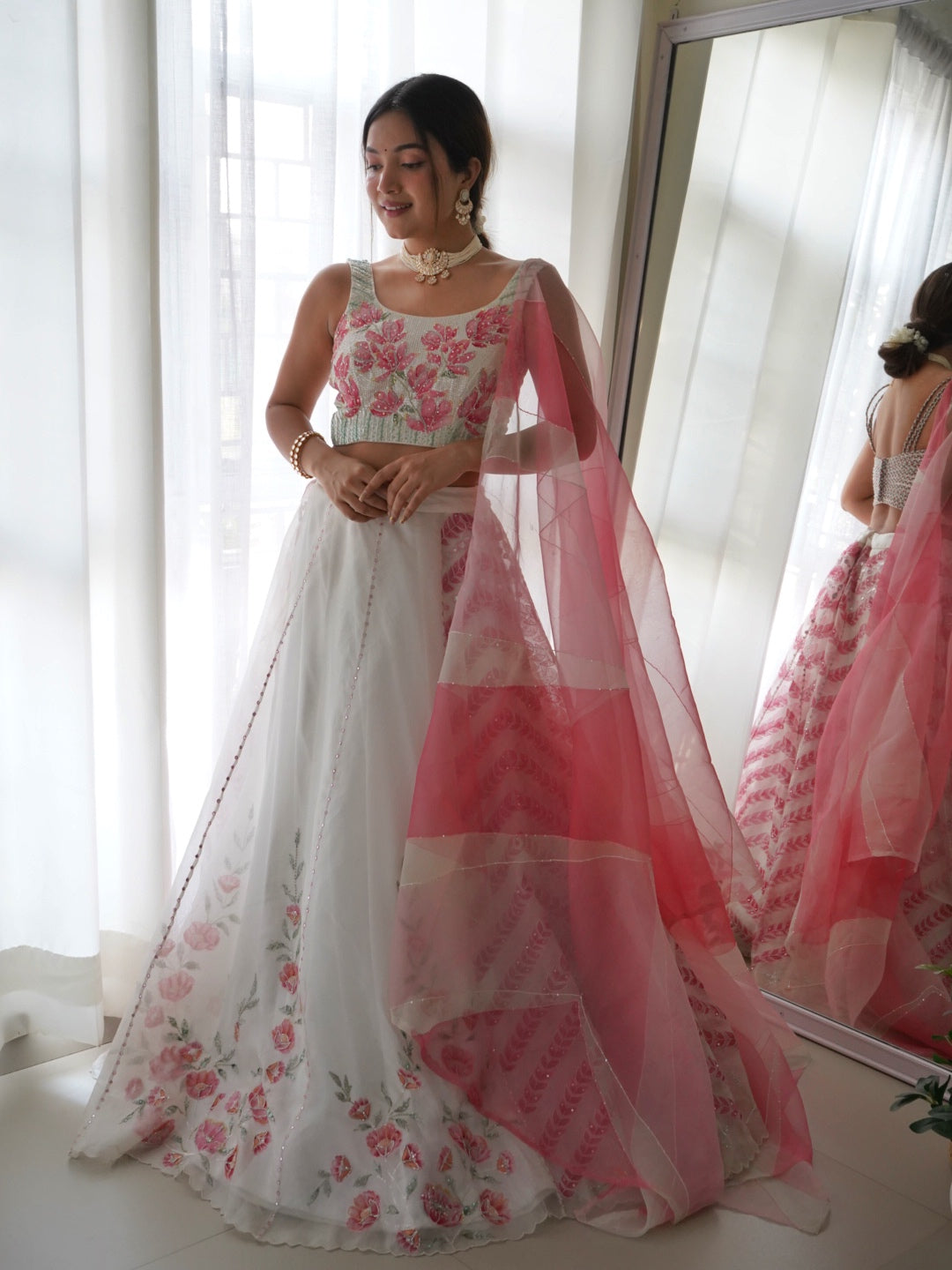 Ivory Hand-Painted Lehenga